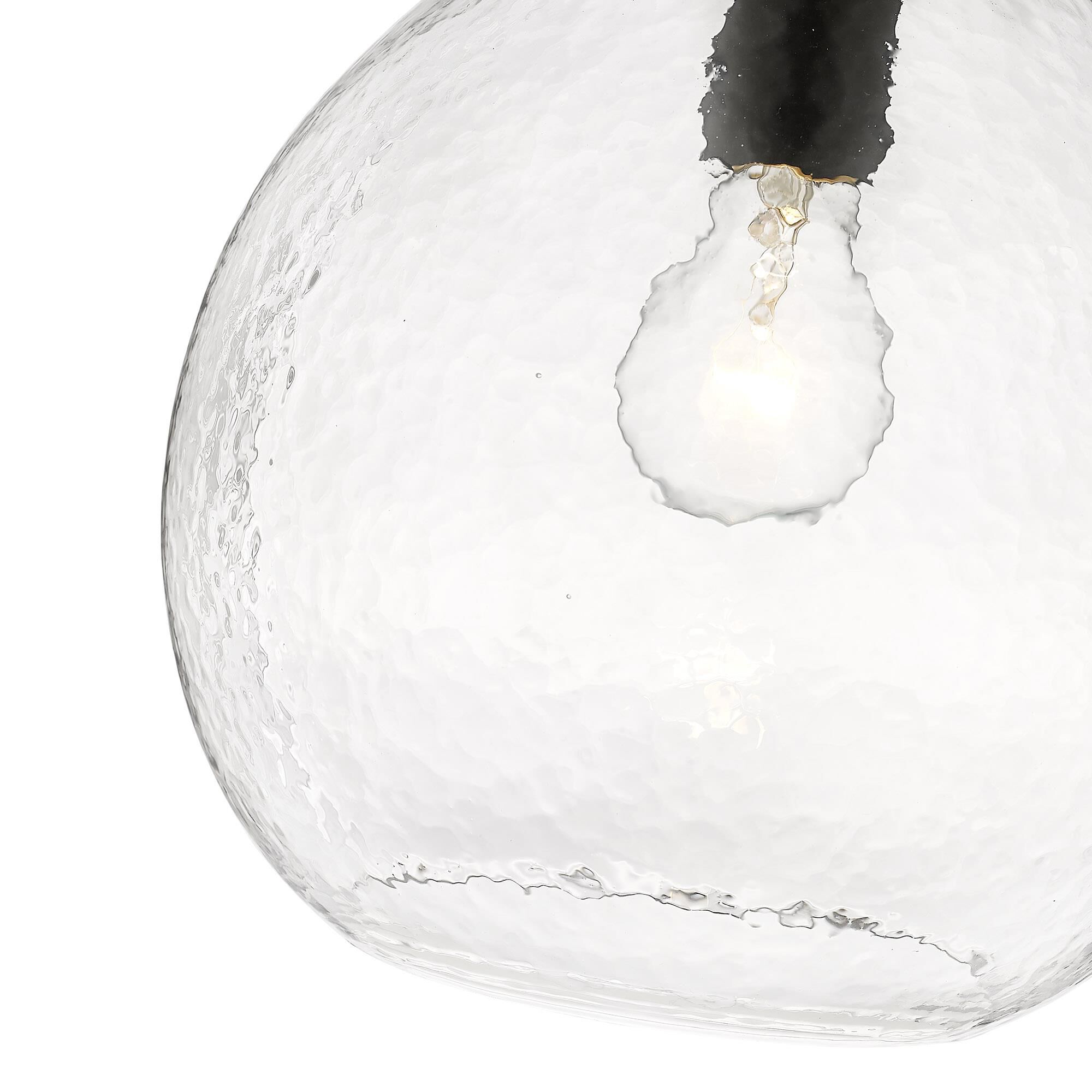 Shown in Matte Black finish and Hammered Clear glass