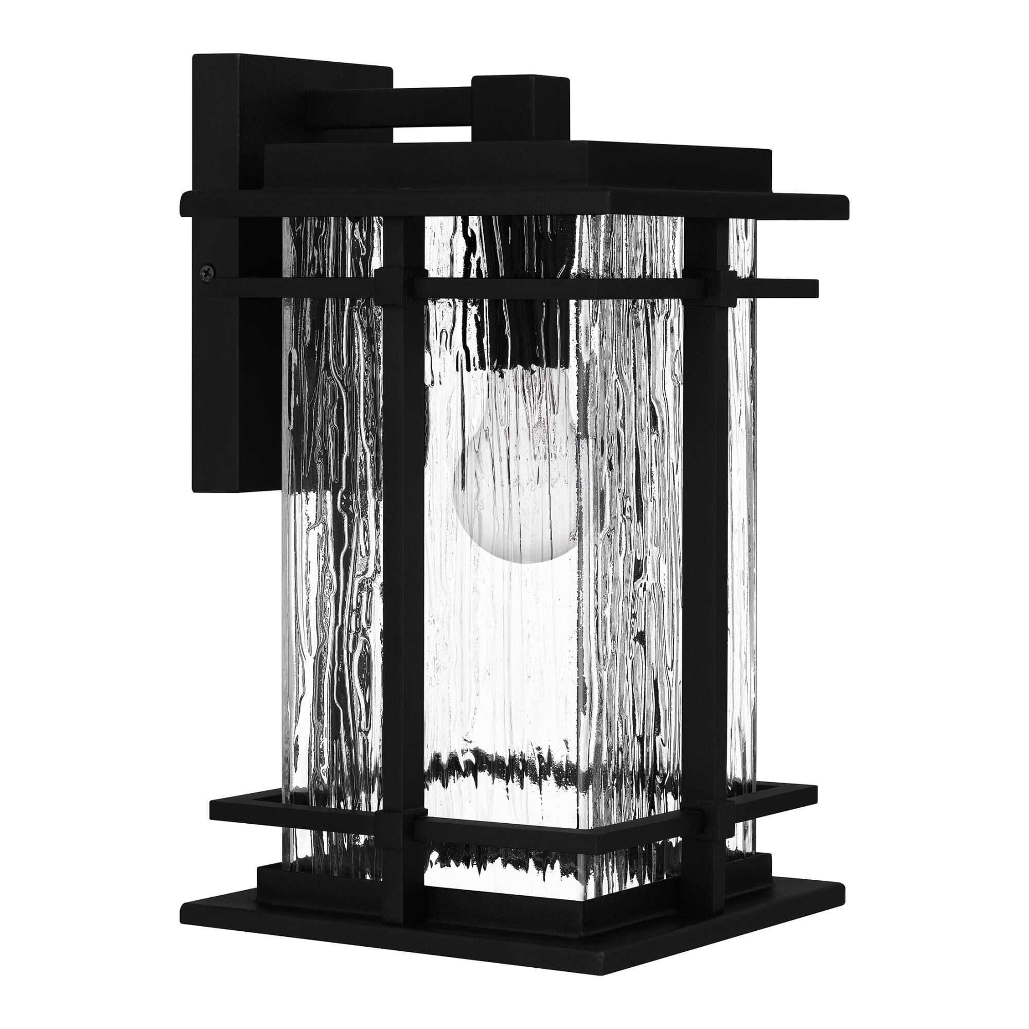 Shown in Earth Black finish and Clear Textured Glass shade