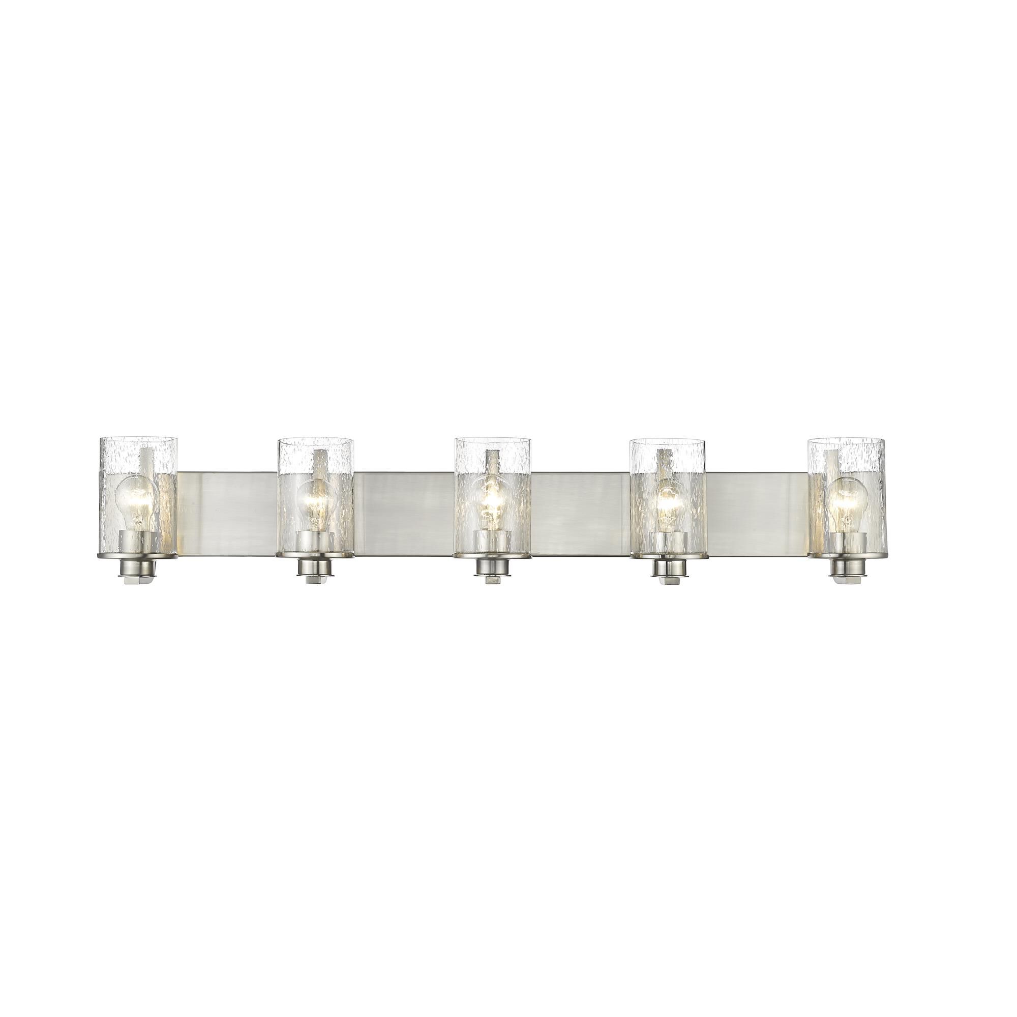 Shown in Brushed Nickel finish and Glass shade