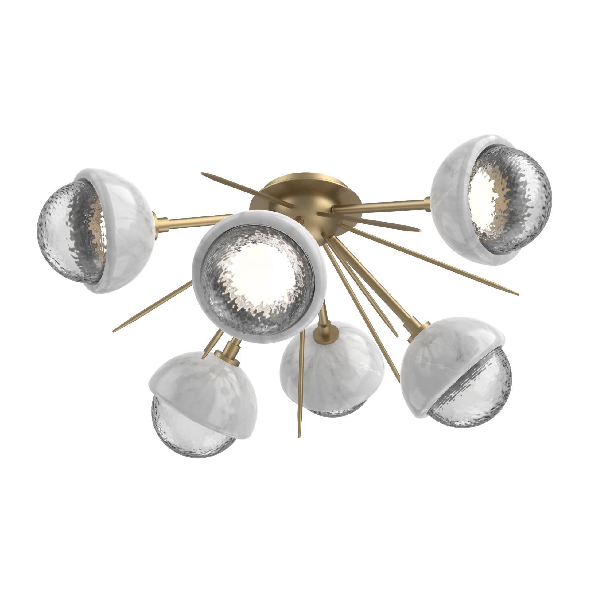 Shown in Novel Brass finish and Clear glass and White Marble accent