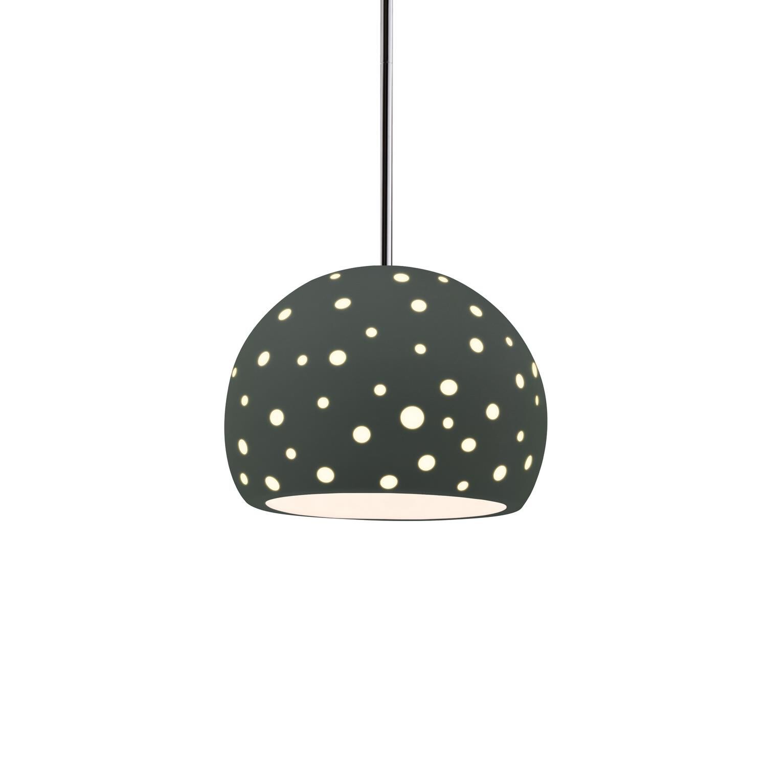 Shown in Polished Chrome finish and Pewter Green shade