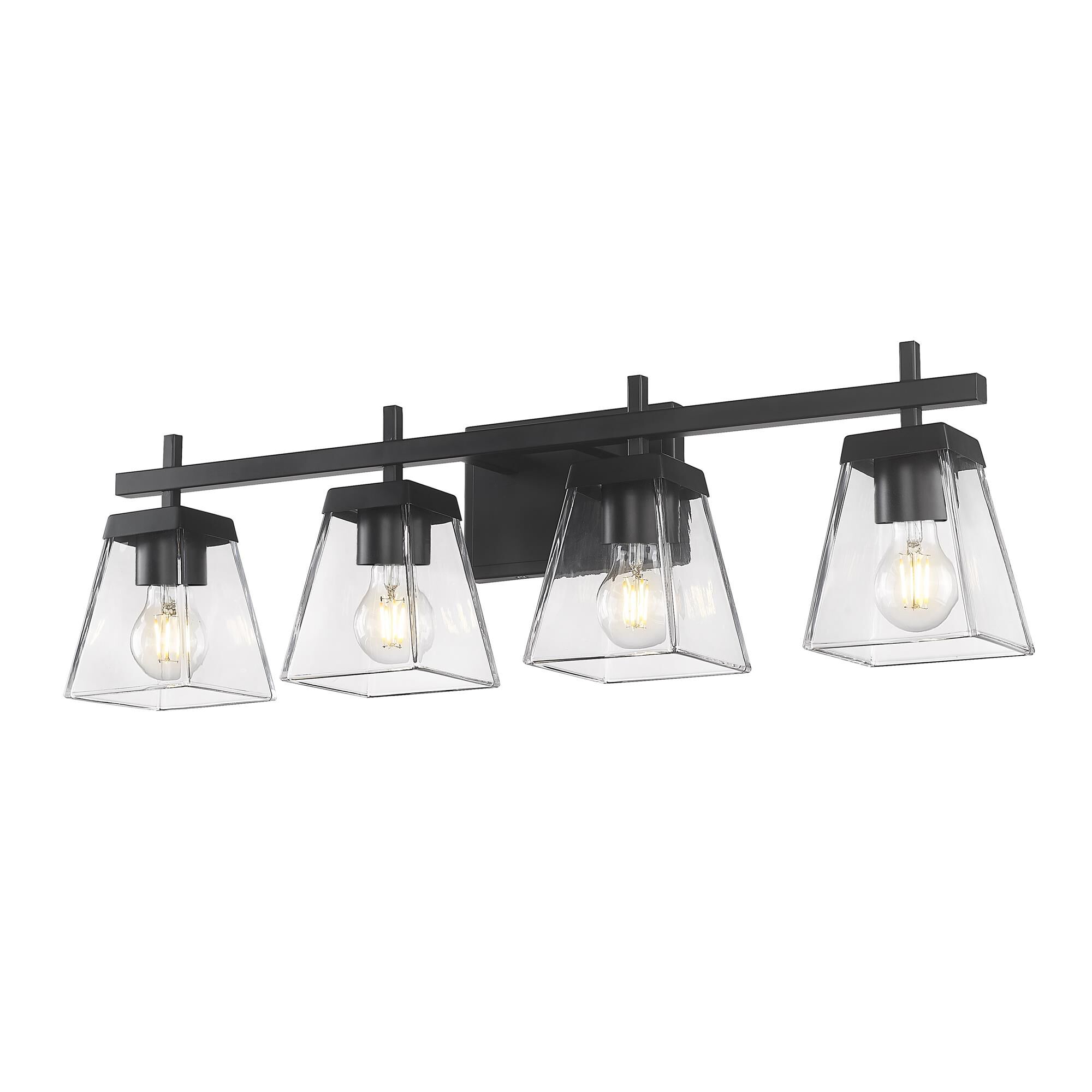 Shown in Matte Black finish and Clear glass