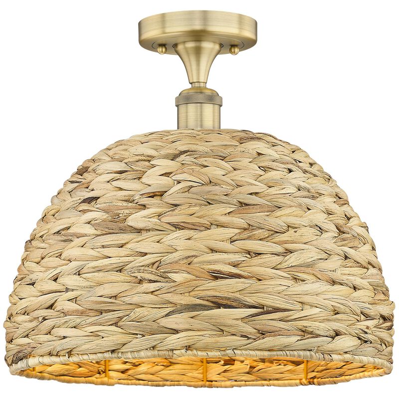 Bruno Marashlian Woven Rattan 16 Inch Semi Flush Mount by Innovations Lighting