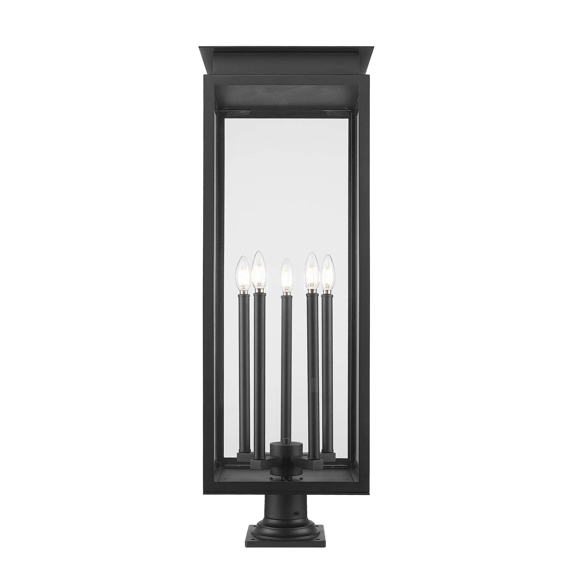 Shown in Black finish and Clear glass and Clear shade
