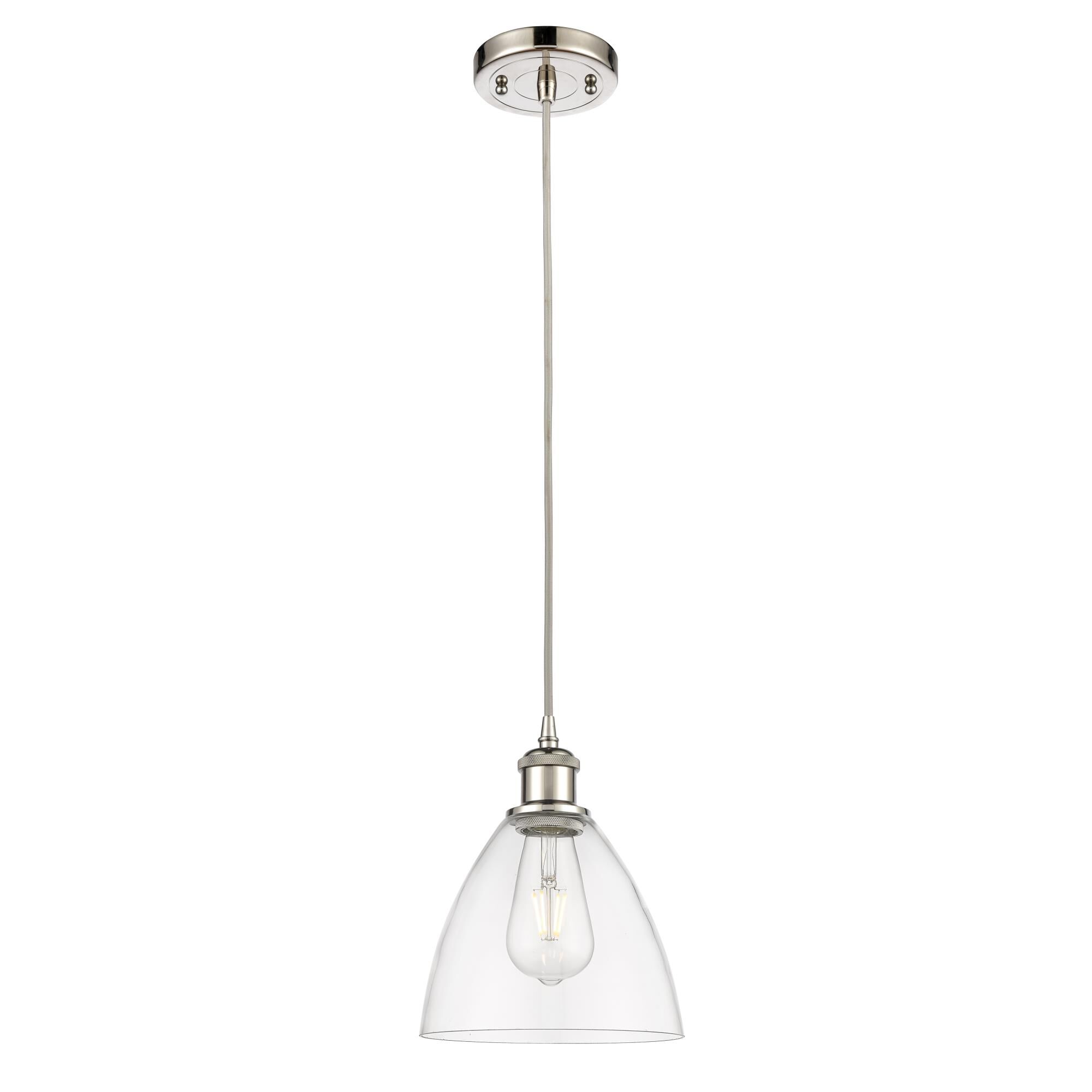 Shown in Polished Nickel finish and Seedy Ballston Dome glass