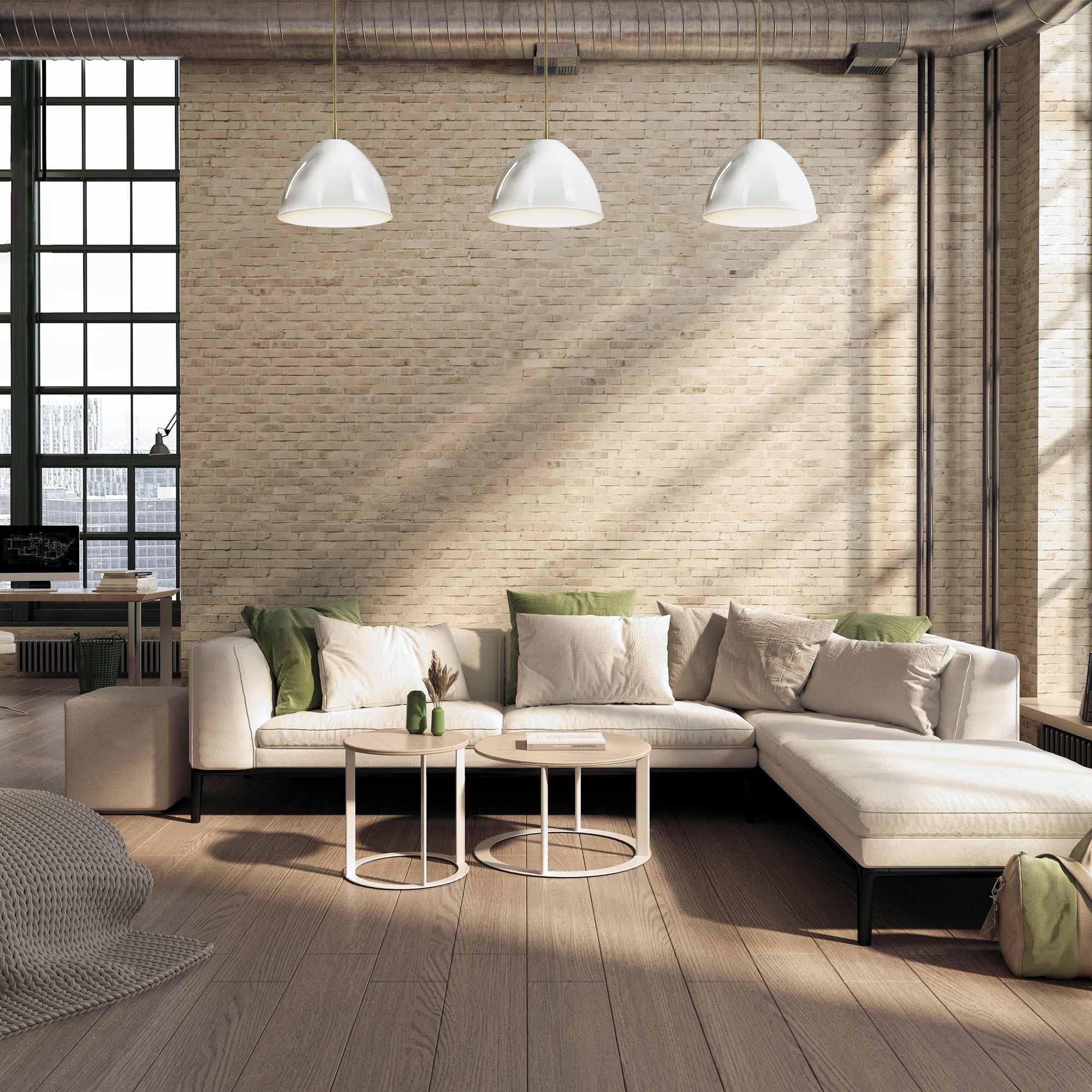 Shown in Brushed Gold finish and Ice Mist shade