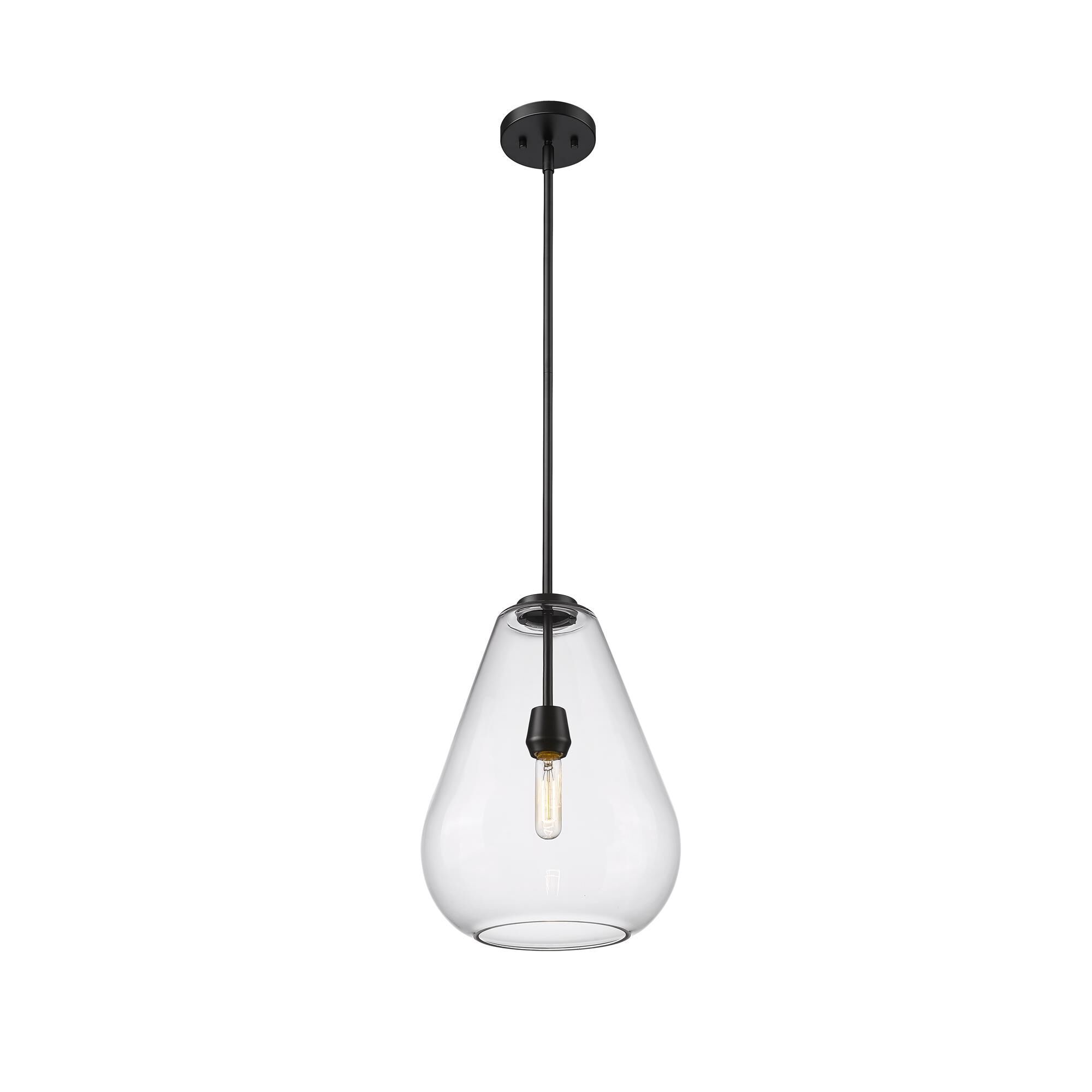 Shown in Matte Black finish and Clear glass and Clear shade