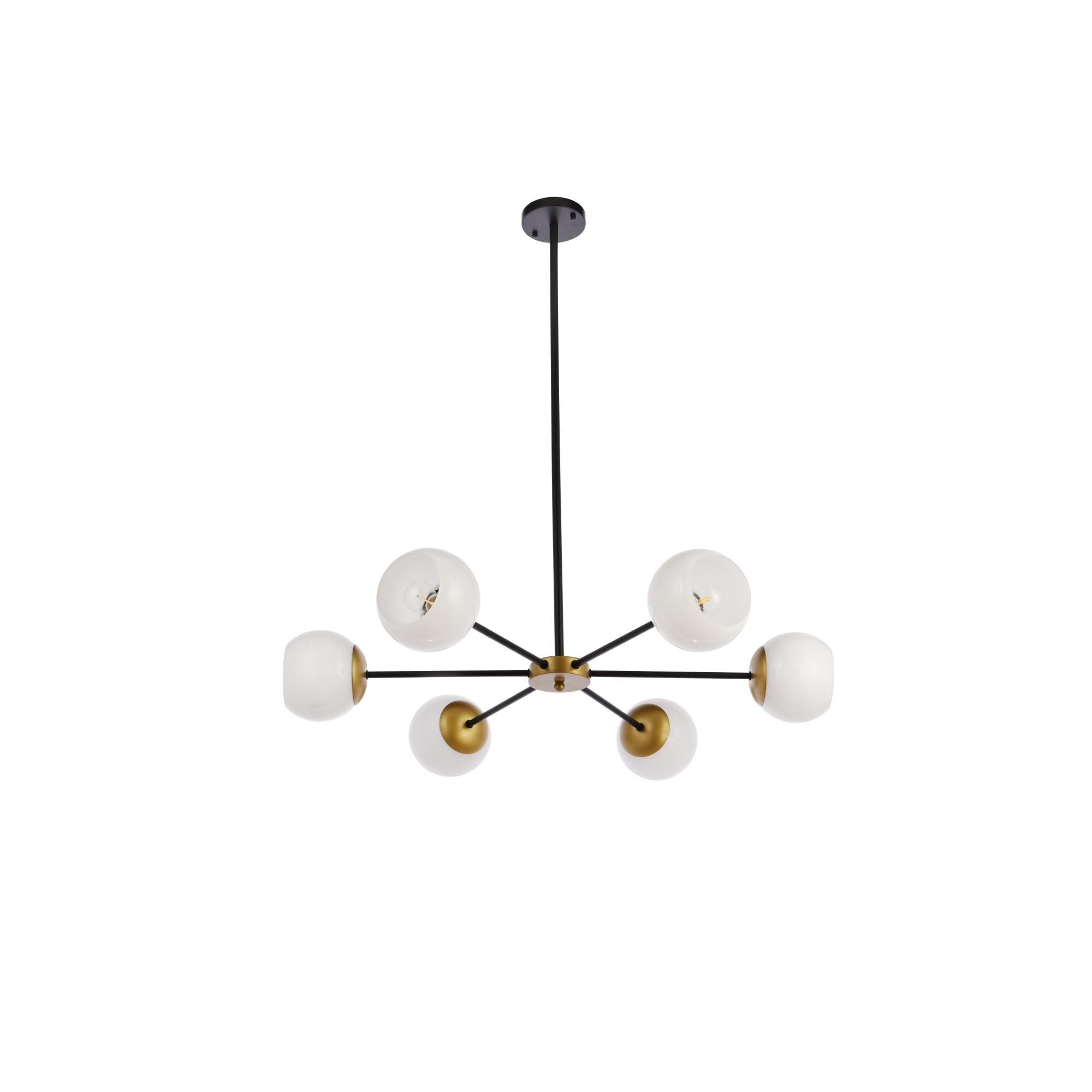 Shown in Black and Brass finish and White glass
