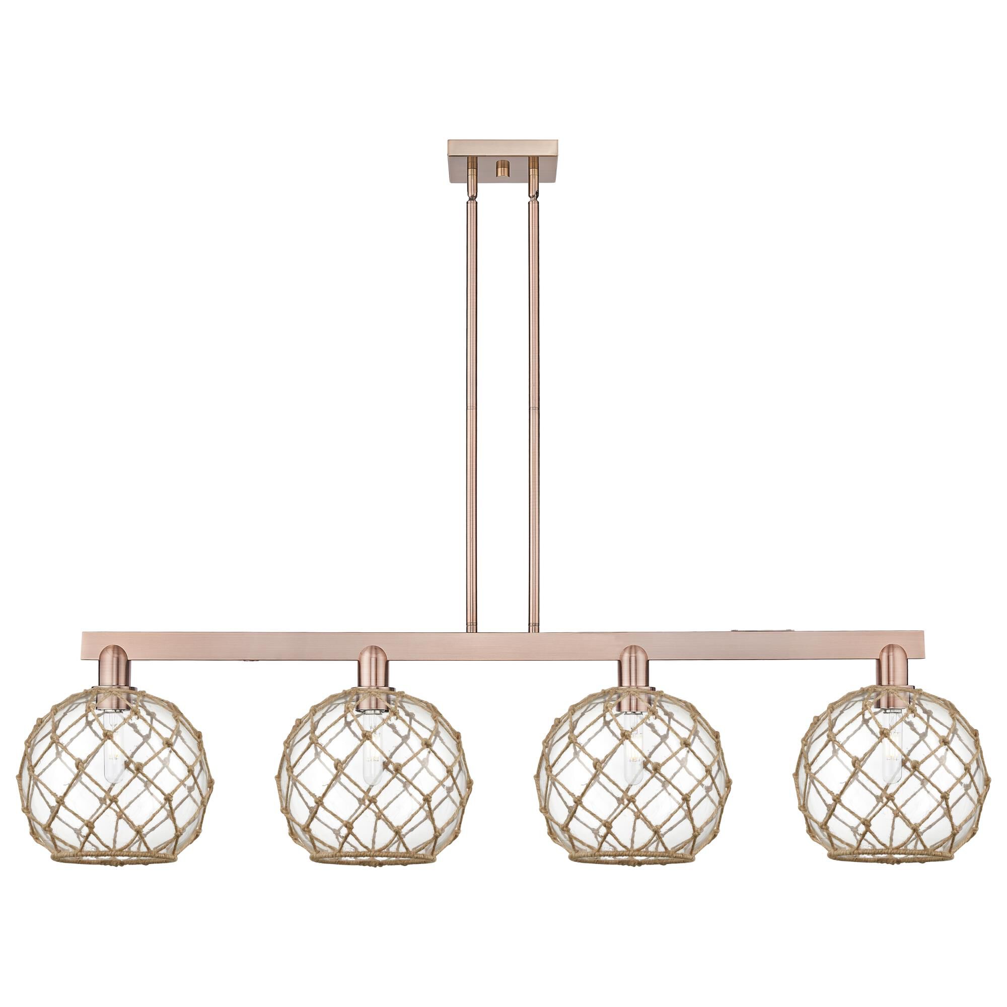 Shown in Antique Copper finish and Clear with Brown Rope glass