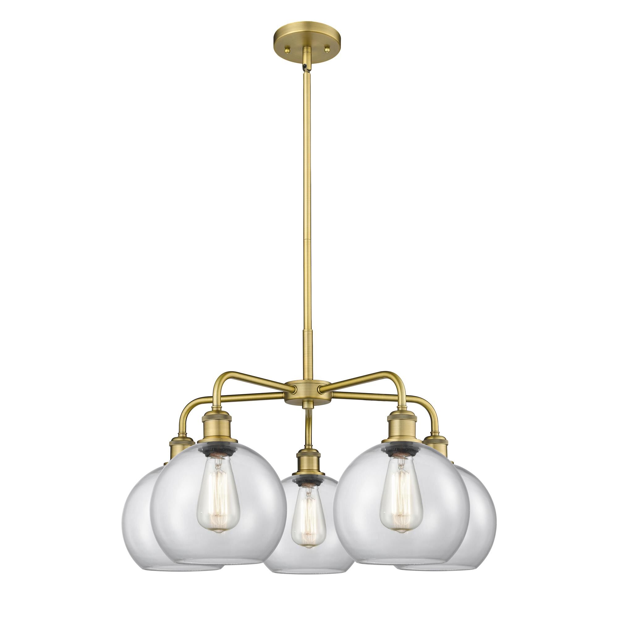 Shown in Brushed Brass finish and Clear glass
