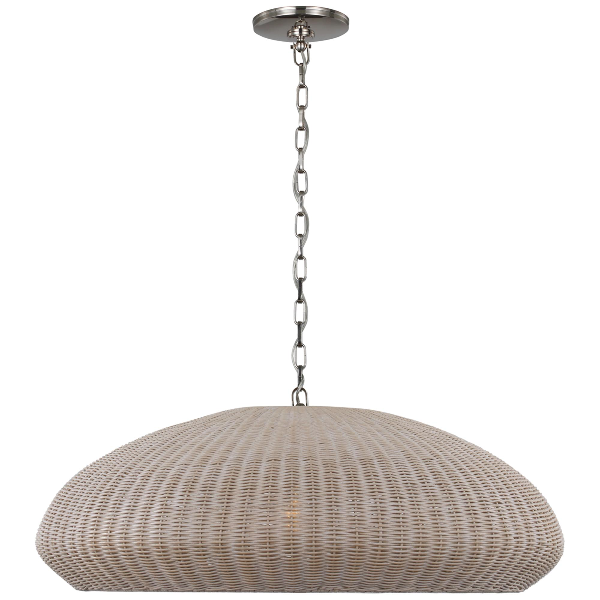 Shown in Polished Nickel finish and Ash Wicker shade
