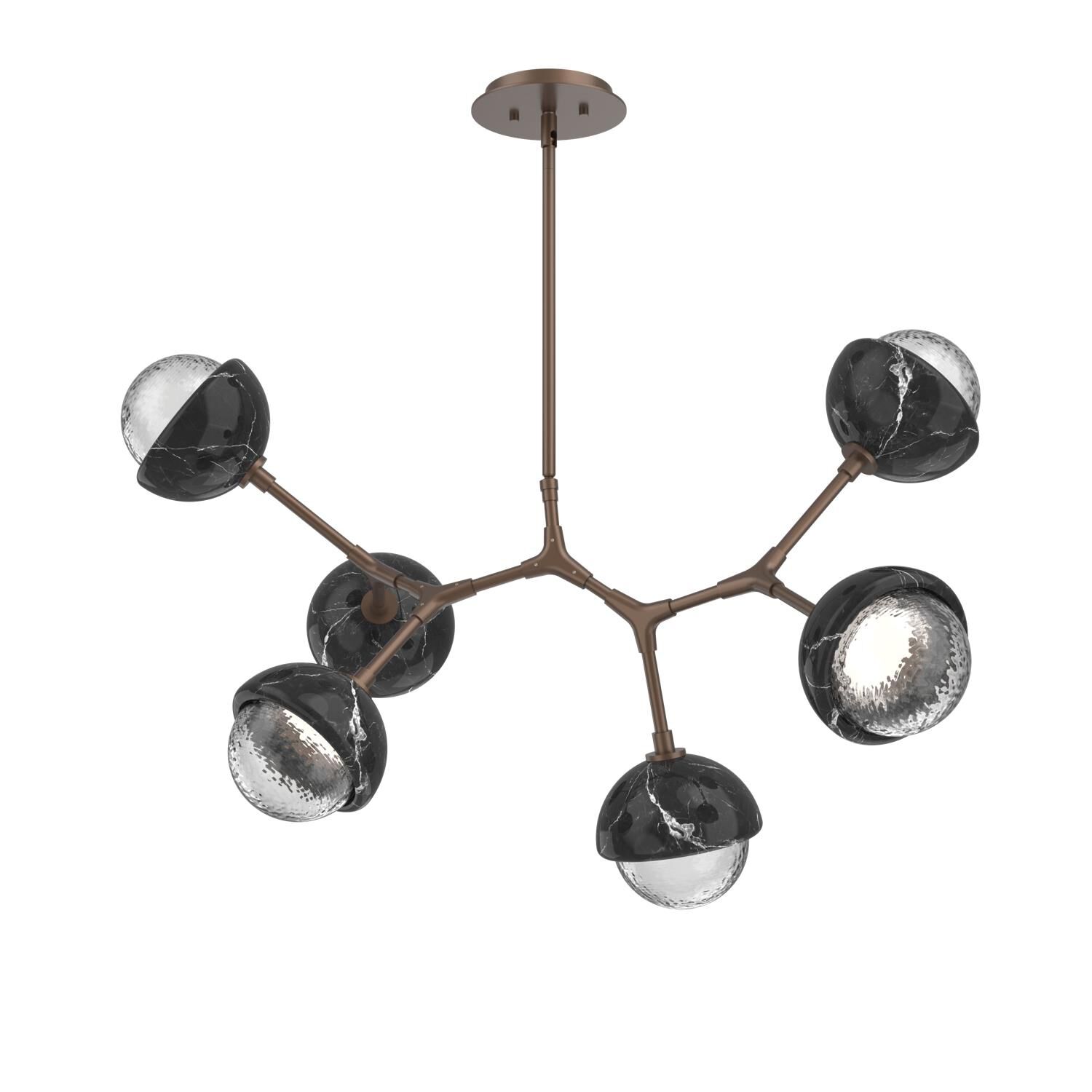 Shown in Burnished Bronze finish and Clear glass and Black Marble accent