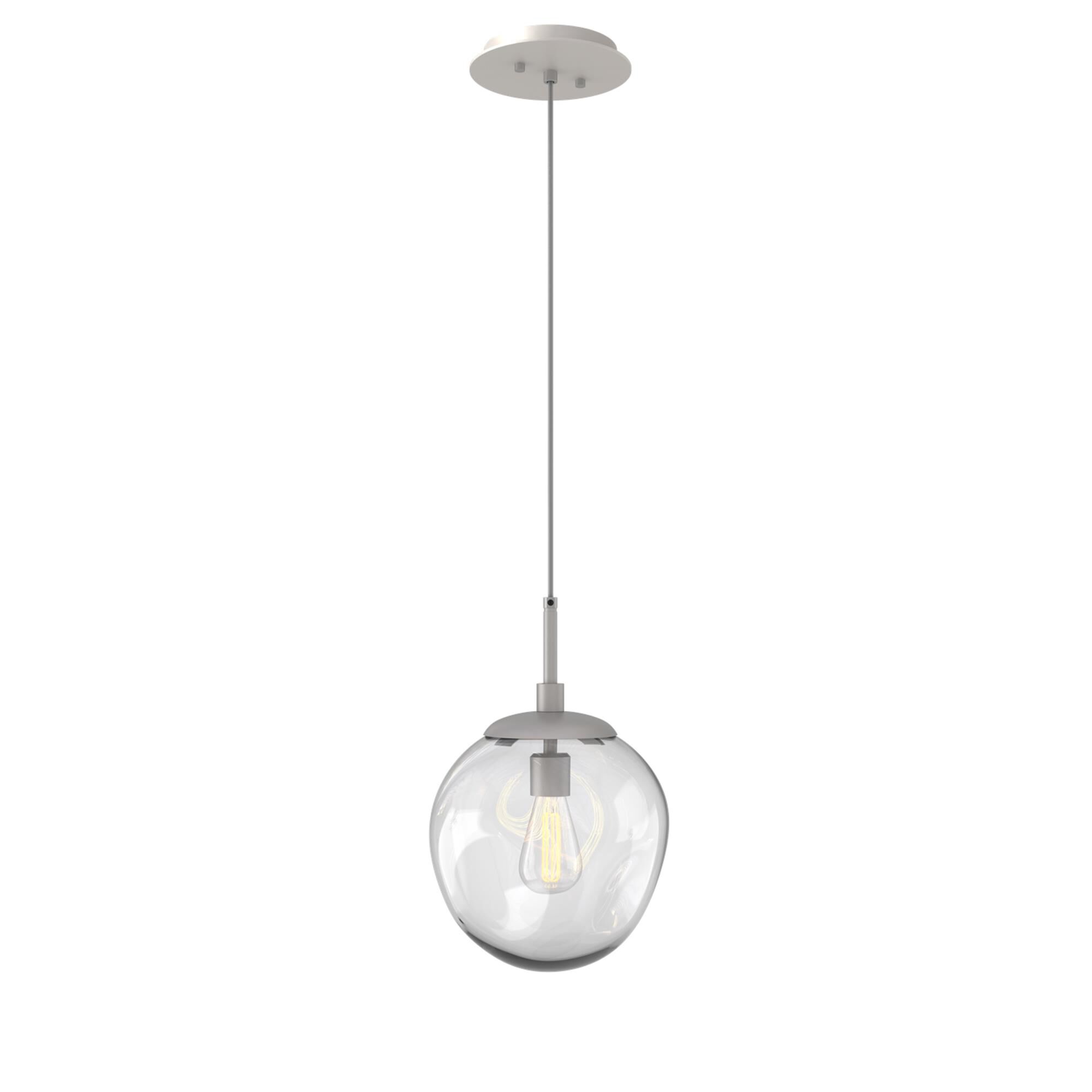 Shown in Metallic Beige Silver finish and Blown Clear glass