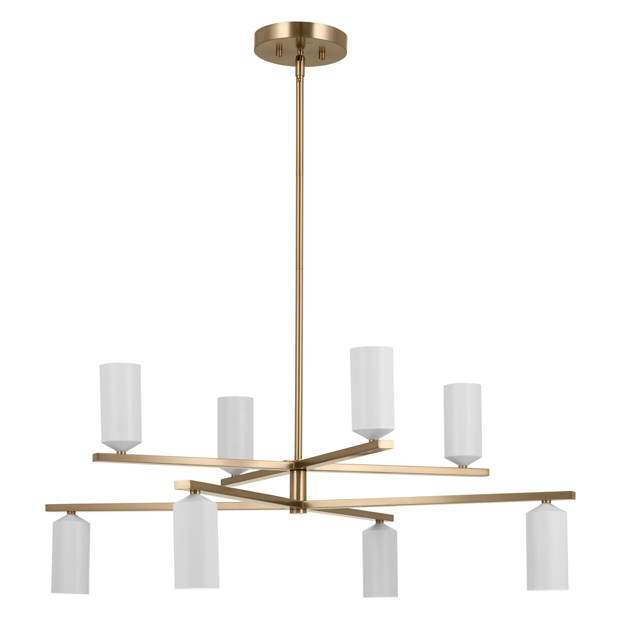 Shown in Champagne Bronze with White finish and Metal and Cylinder shade