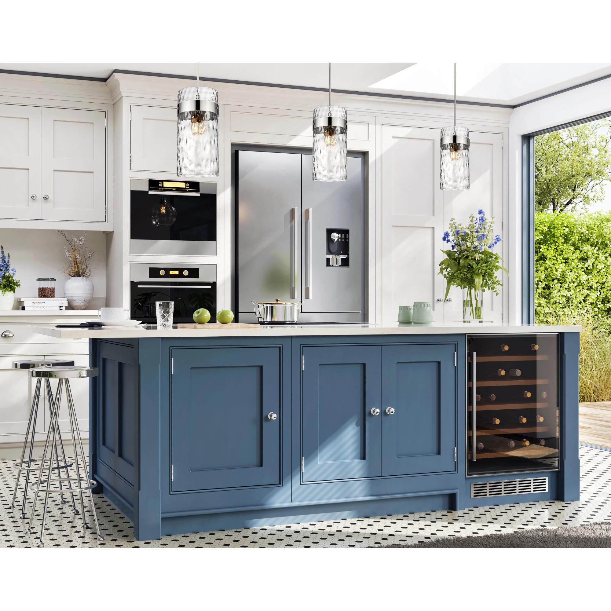 Shown in Polished Nickel finish and Clear glass and No Shade shade