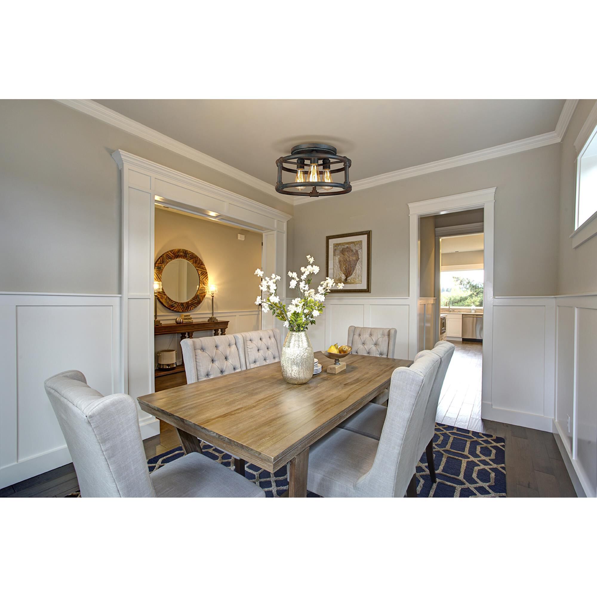 Eglo Wymer 15 Inch 3 Light Semi Flush Mount by Eglo Lighting