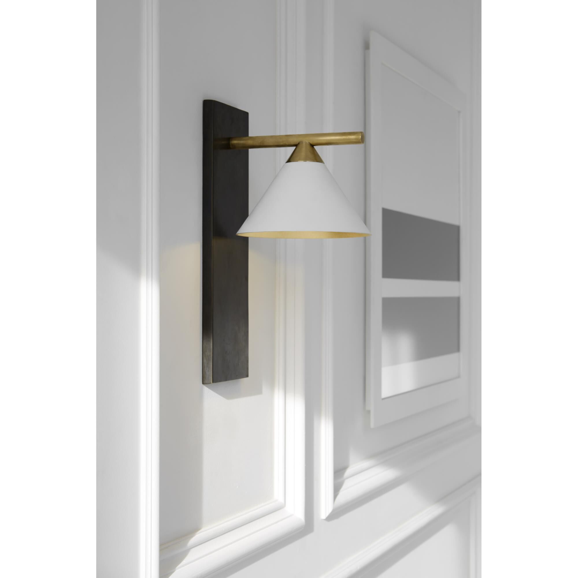 Shown in Bronze - Antique Burnished Brass finish and White shade
