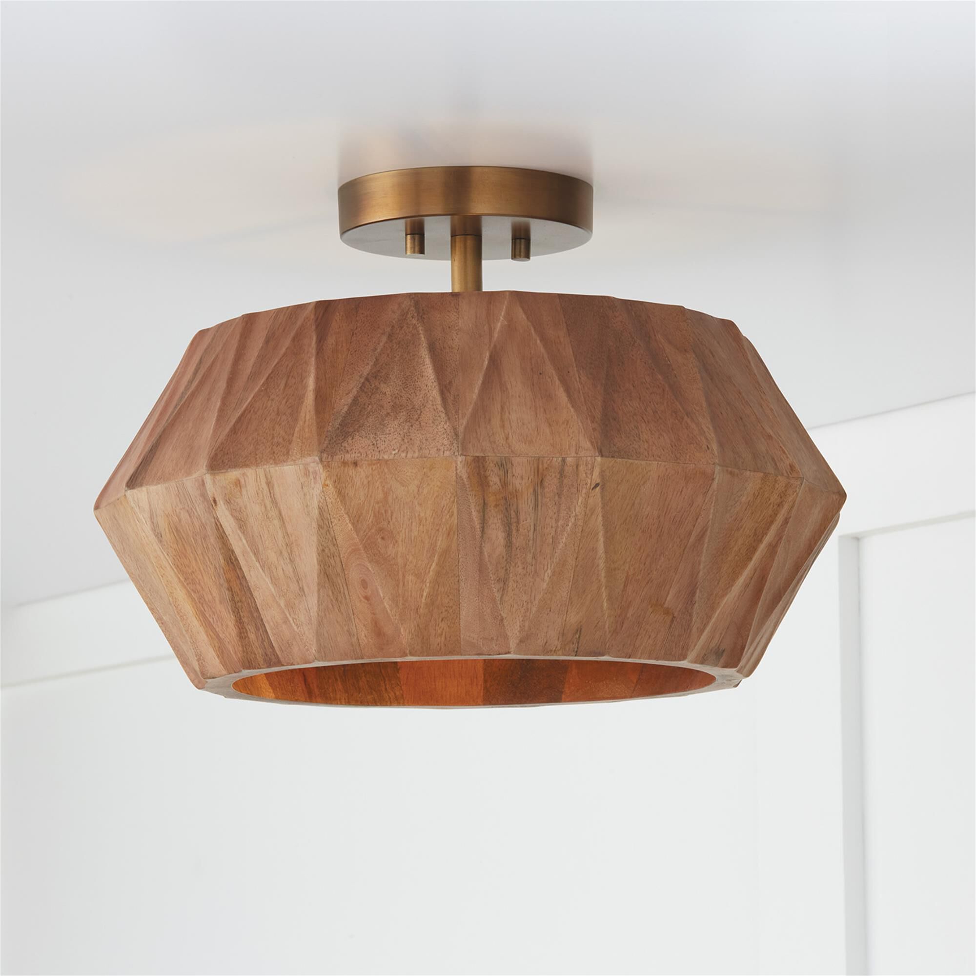 Shown in Light Wood And Patinaed Brass finish