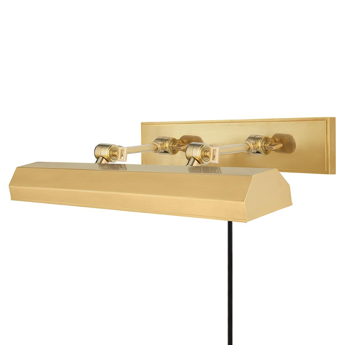 Shown in Aged Brass finish and Aged Brass shade