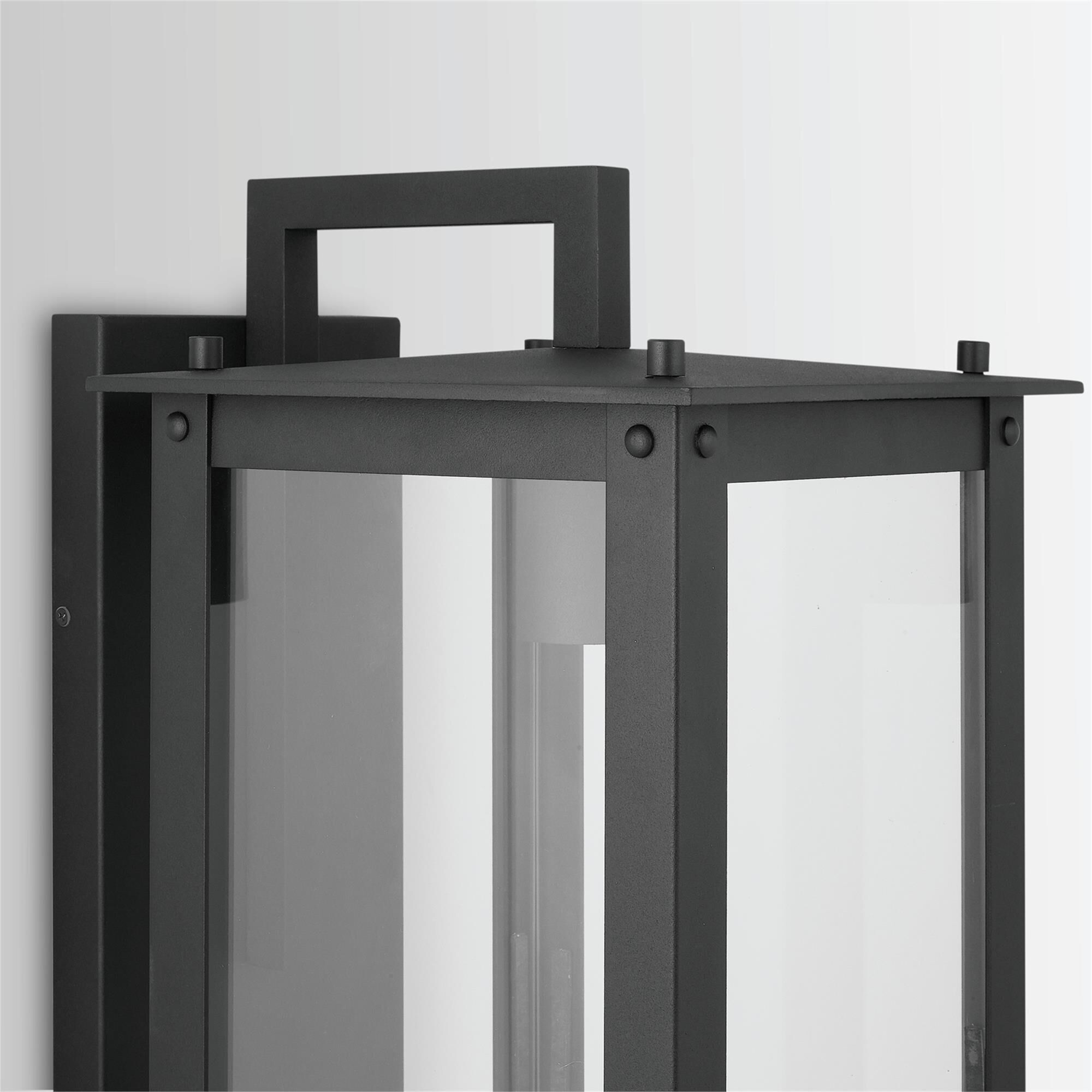 Shown in Black finish and Clear glass