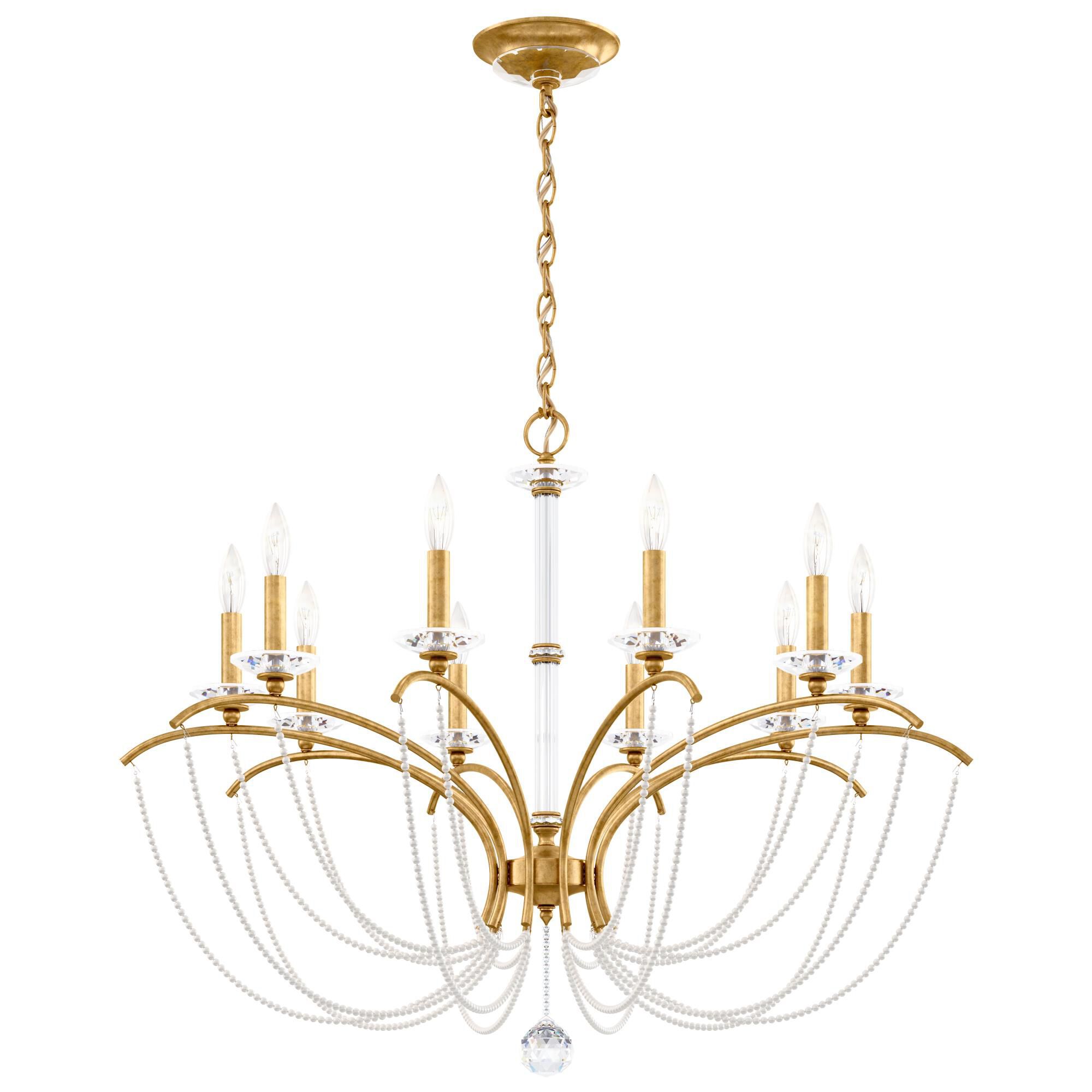 Shown in Heirloom Gold finish and White Pearl crystal
