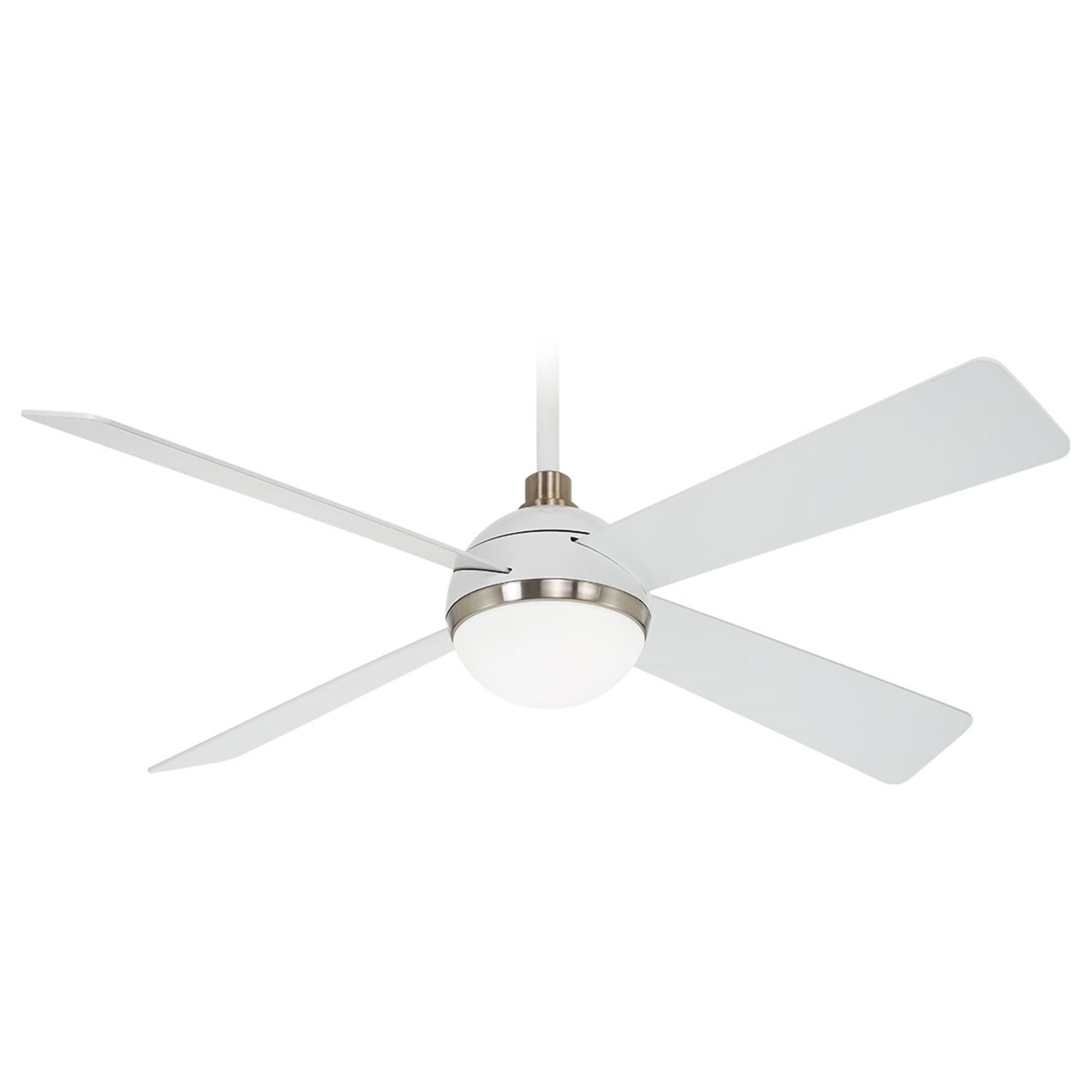 Shown in Flat White/Brushed Nickel Fini finish and White glass and Glass shade