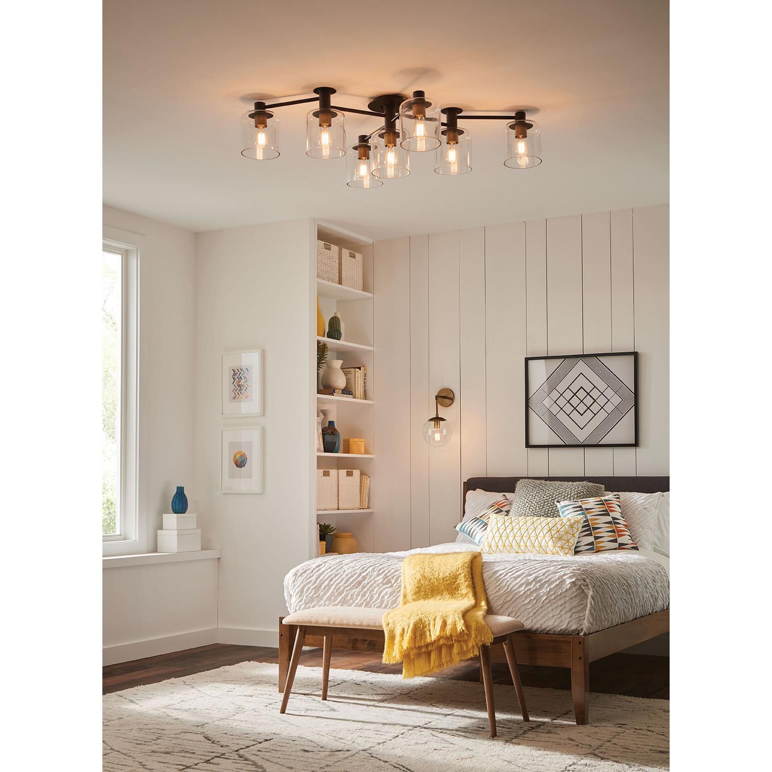 Shown in Black finish and Clear glass and Heritage Brass accent