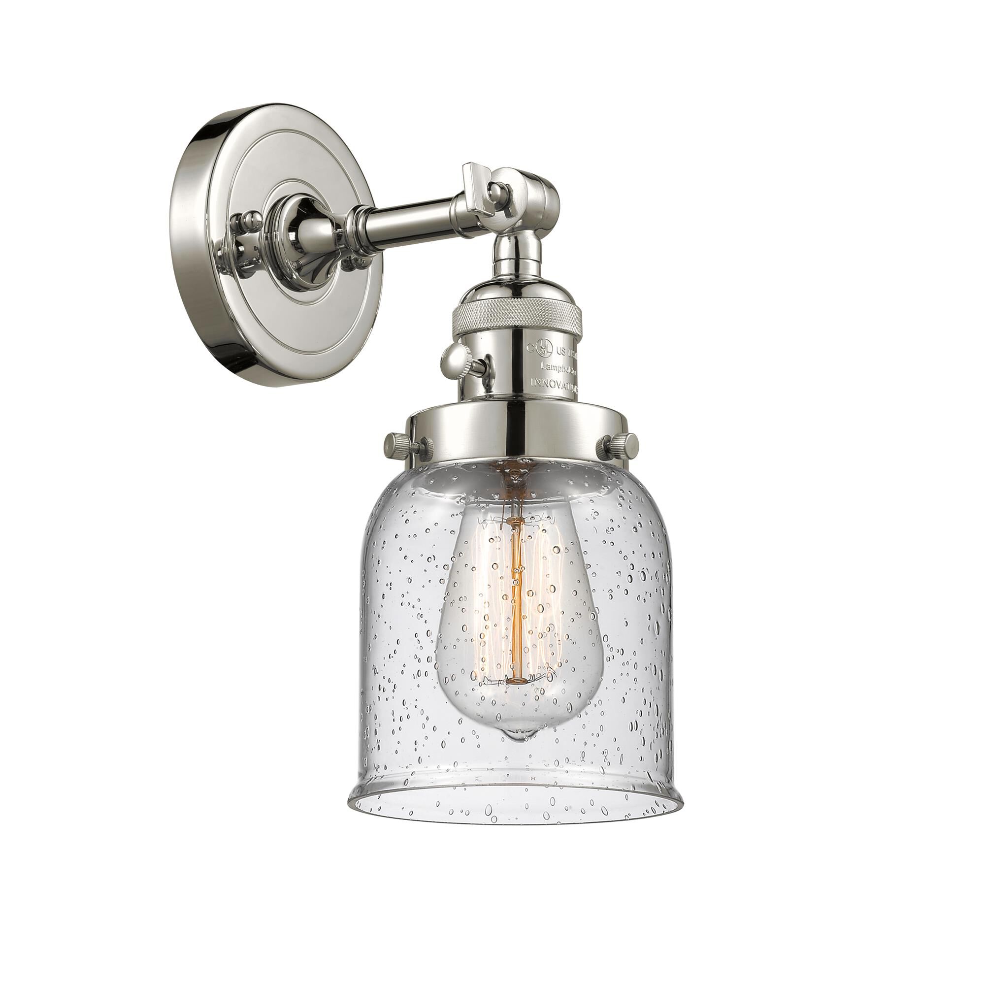 Shown in Polished Nickel finish and Seedy glass