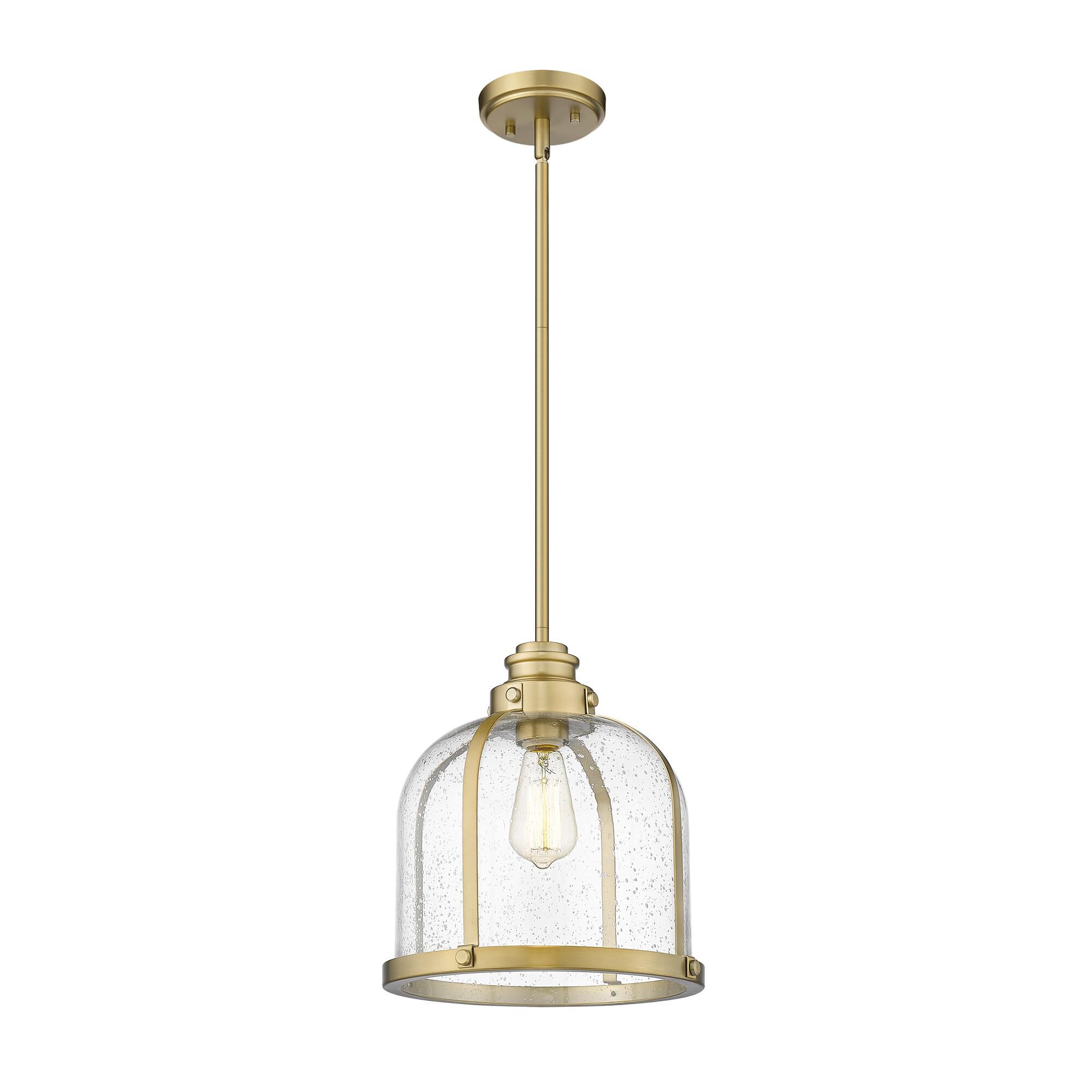 Shown in Heritage Brass finish and Glass shade