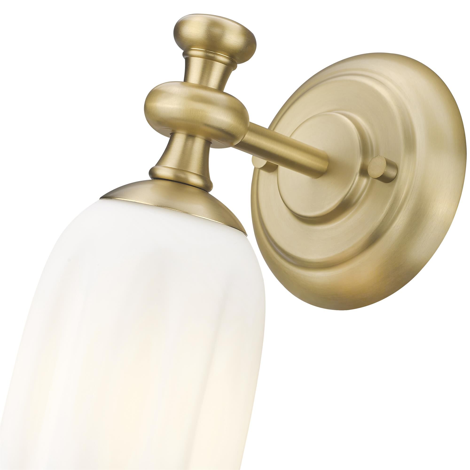 Shown in Modern Gold finish and Opal Etched glass and Opal Etched shade