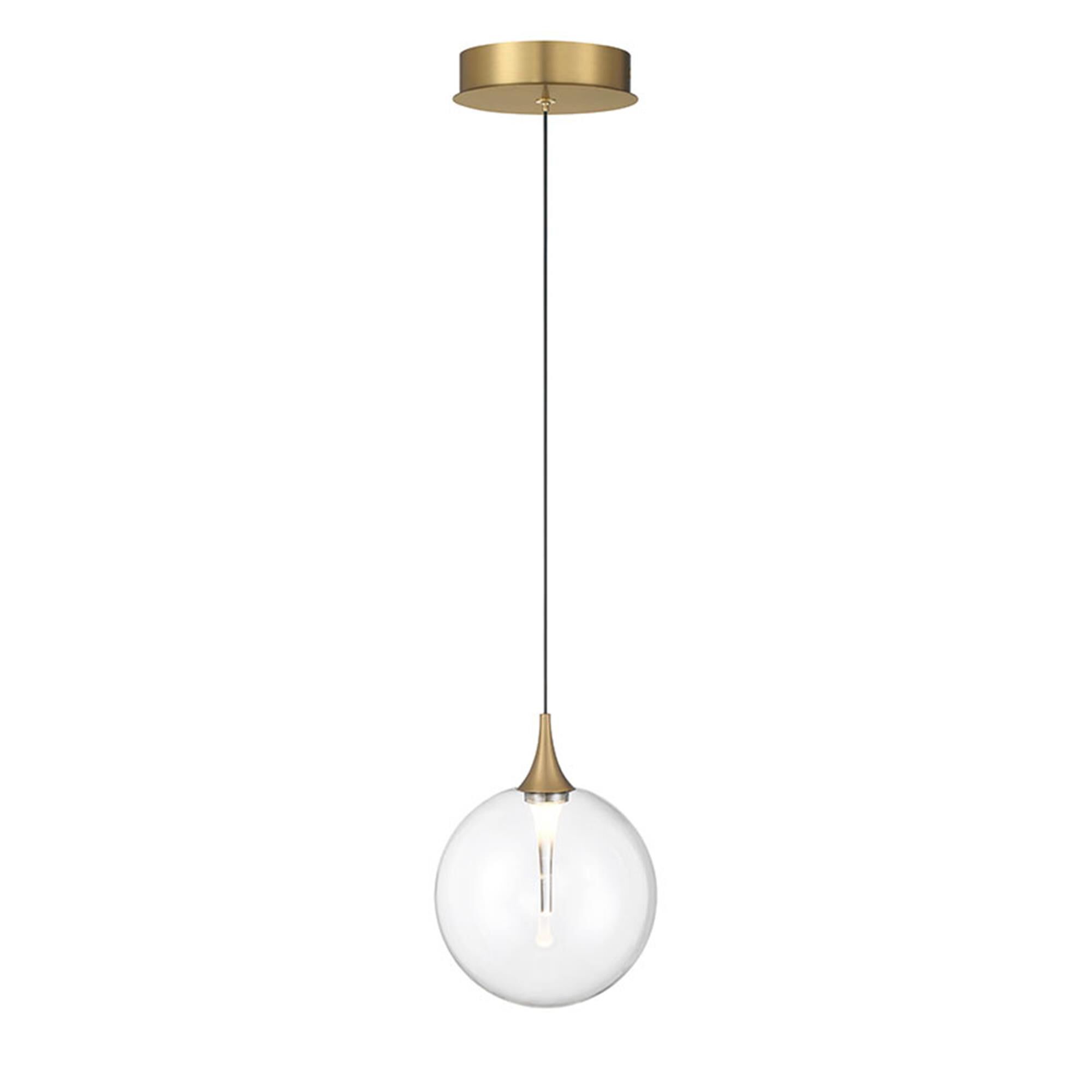 Shown in Gold finish and Clear glass