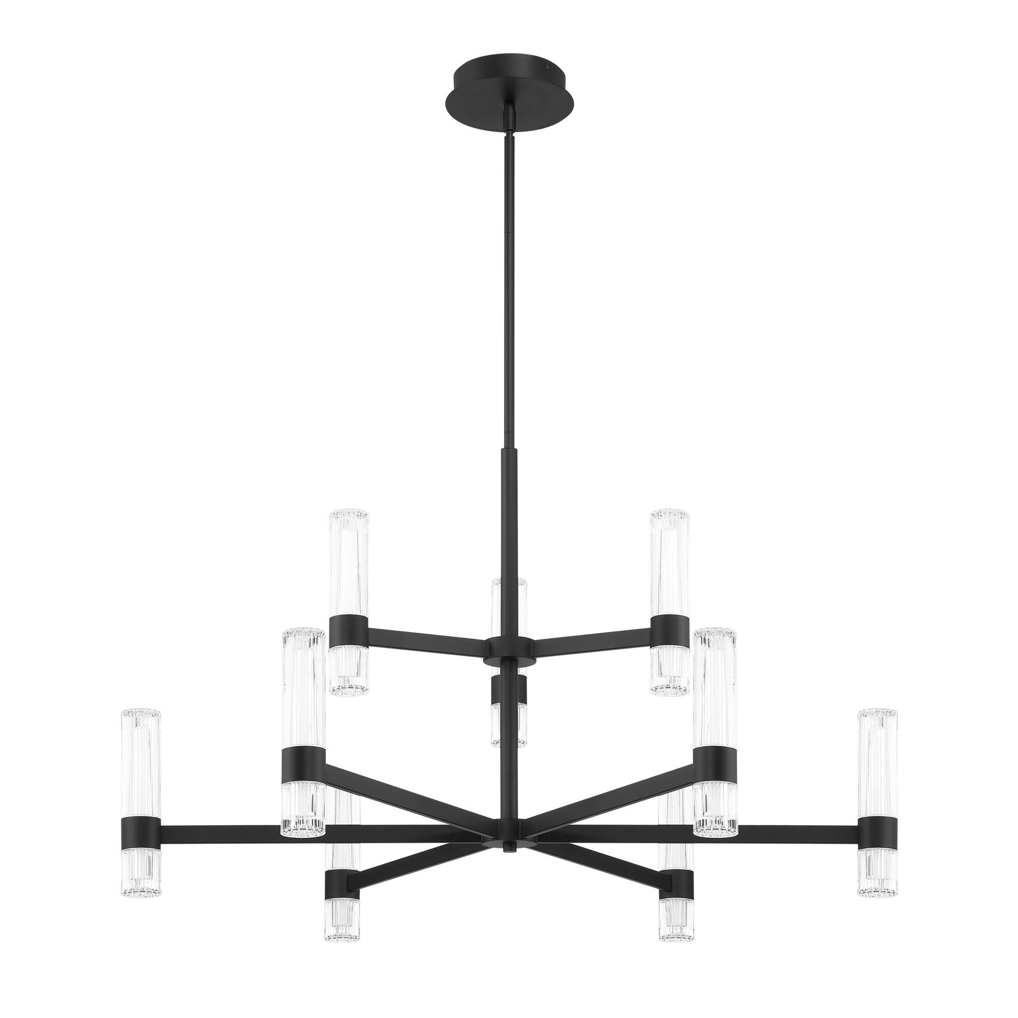 Shown in Matte Black finish and Clear Ribbed, White glass
