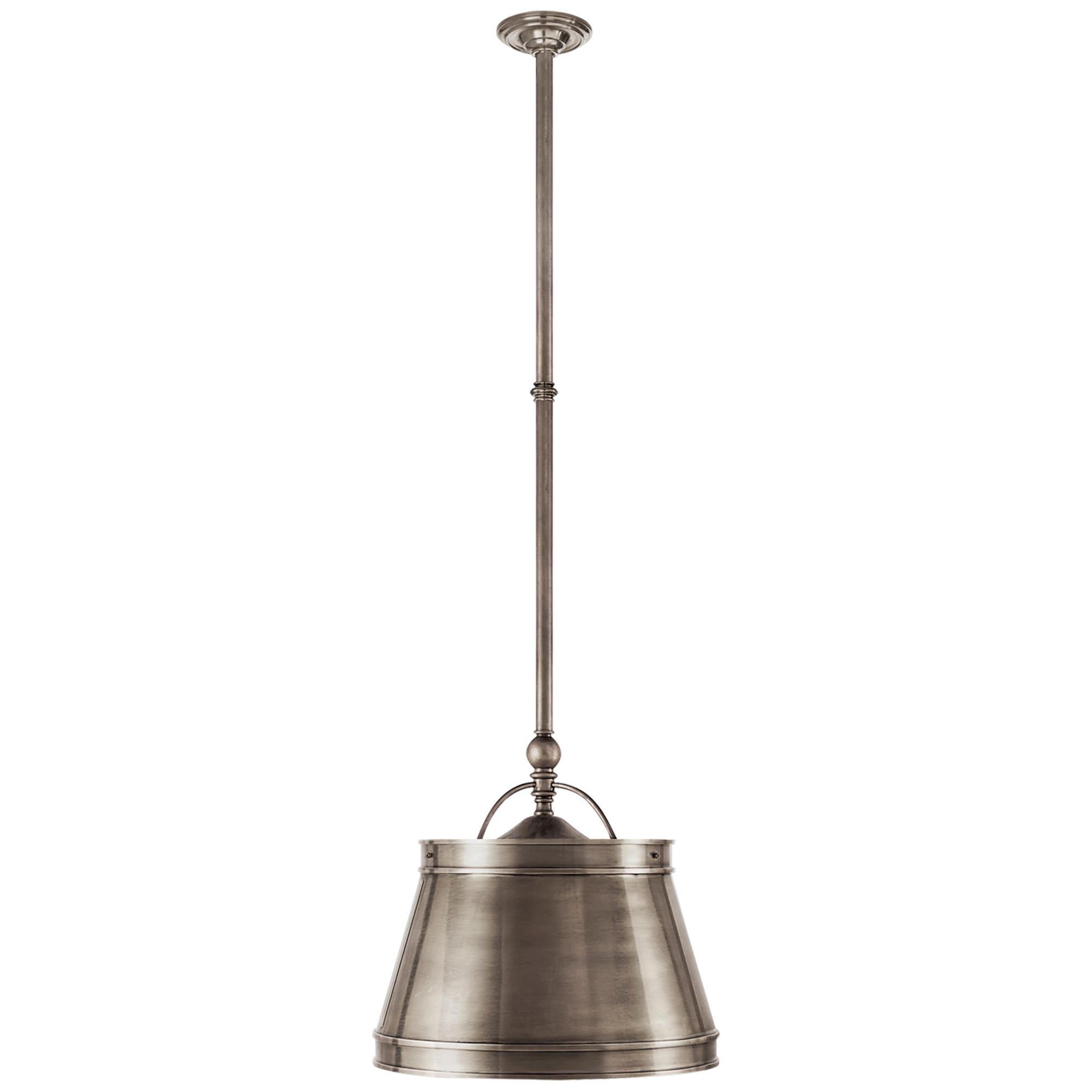 Shown in Antique Nickel finish and Antique Nickel shade