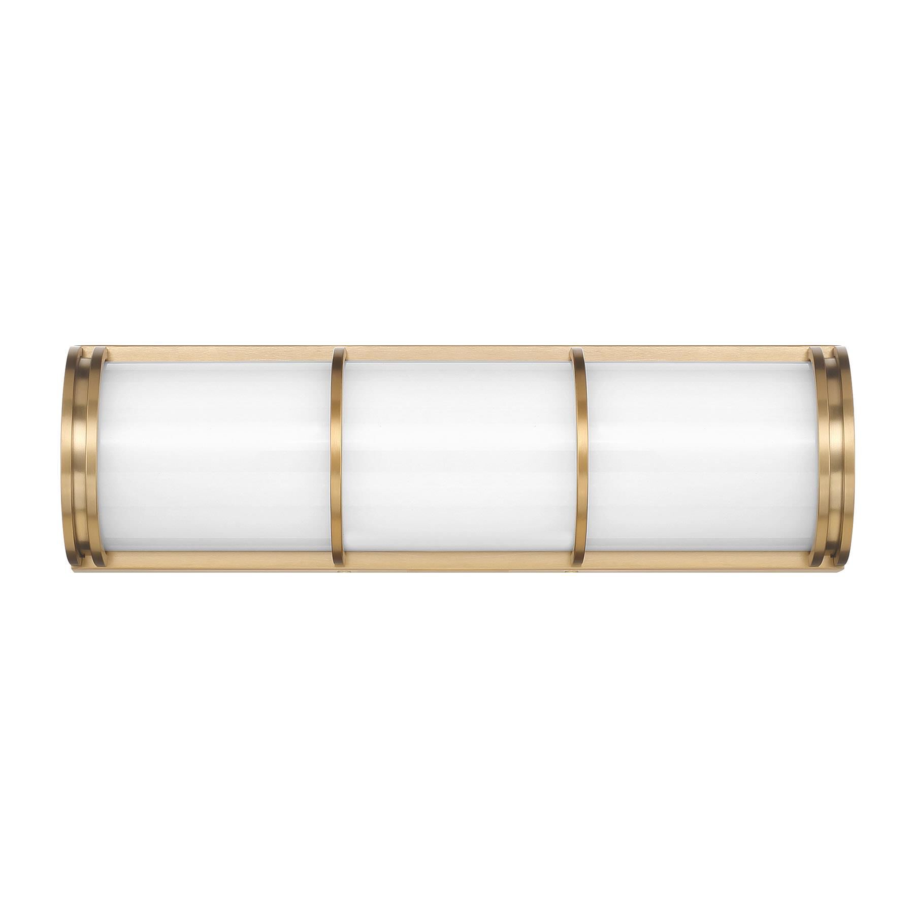 Shown in Warm Brass finish and White Etched glass