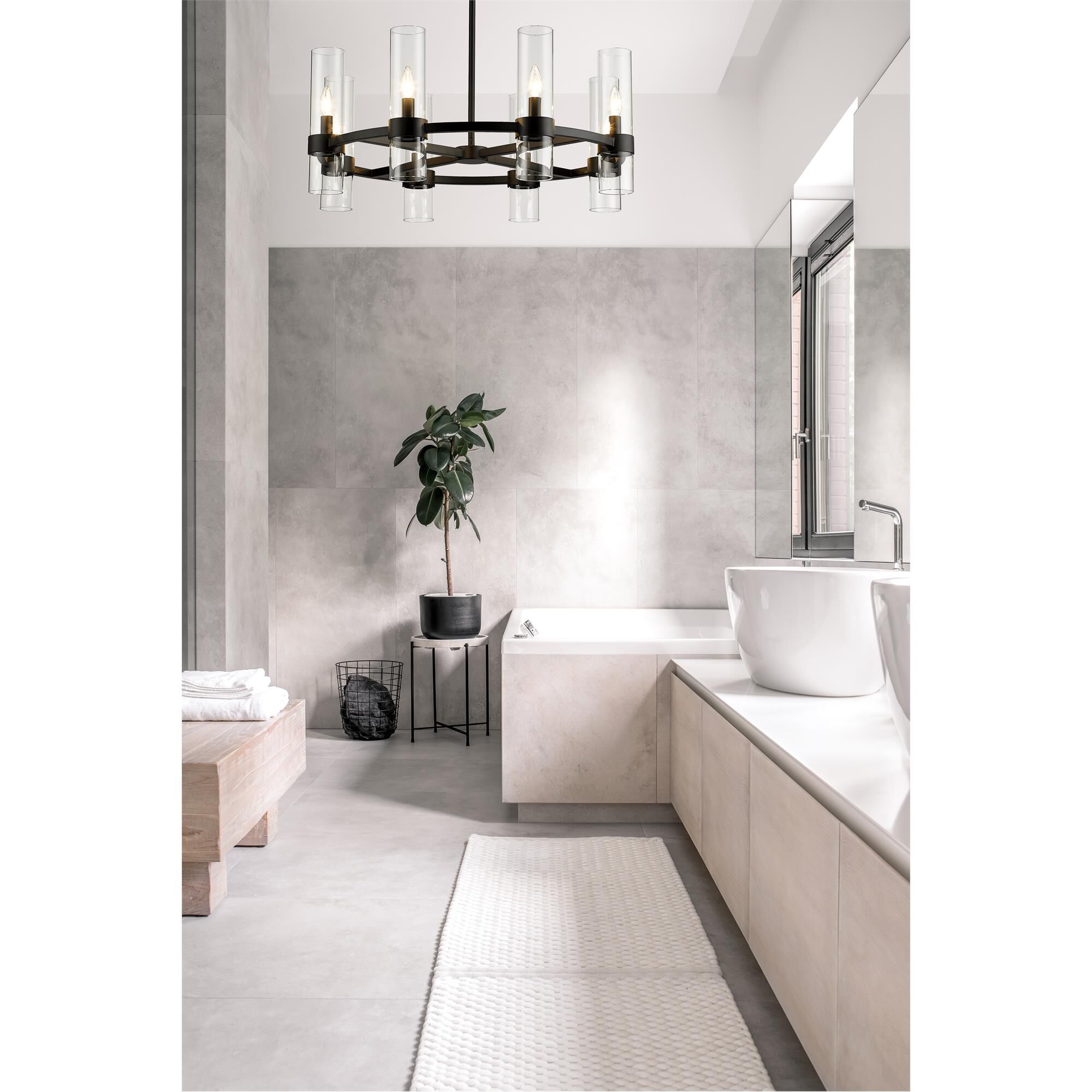 Shown in Matte Black finish and Clear glass and No Shade shade