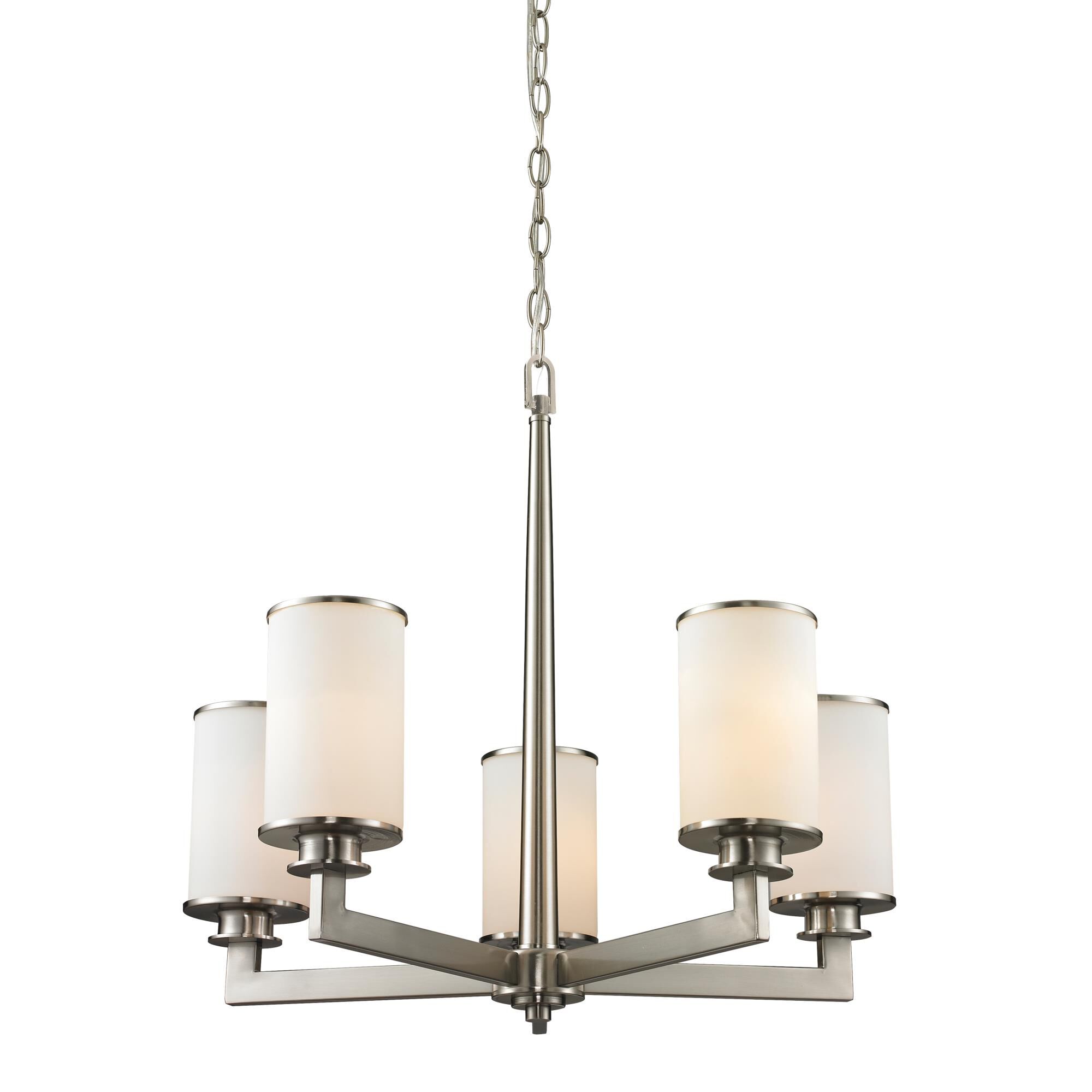 Shown in Brushed Nickel finish and Glass shade