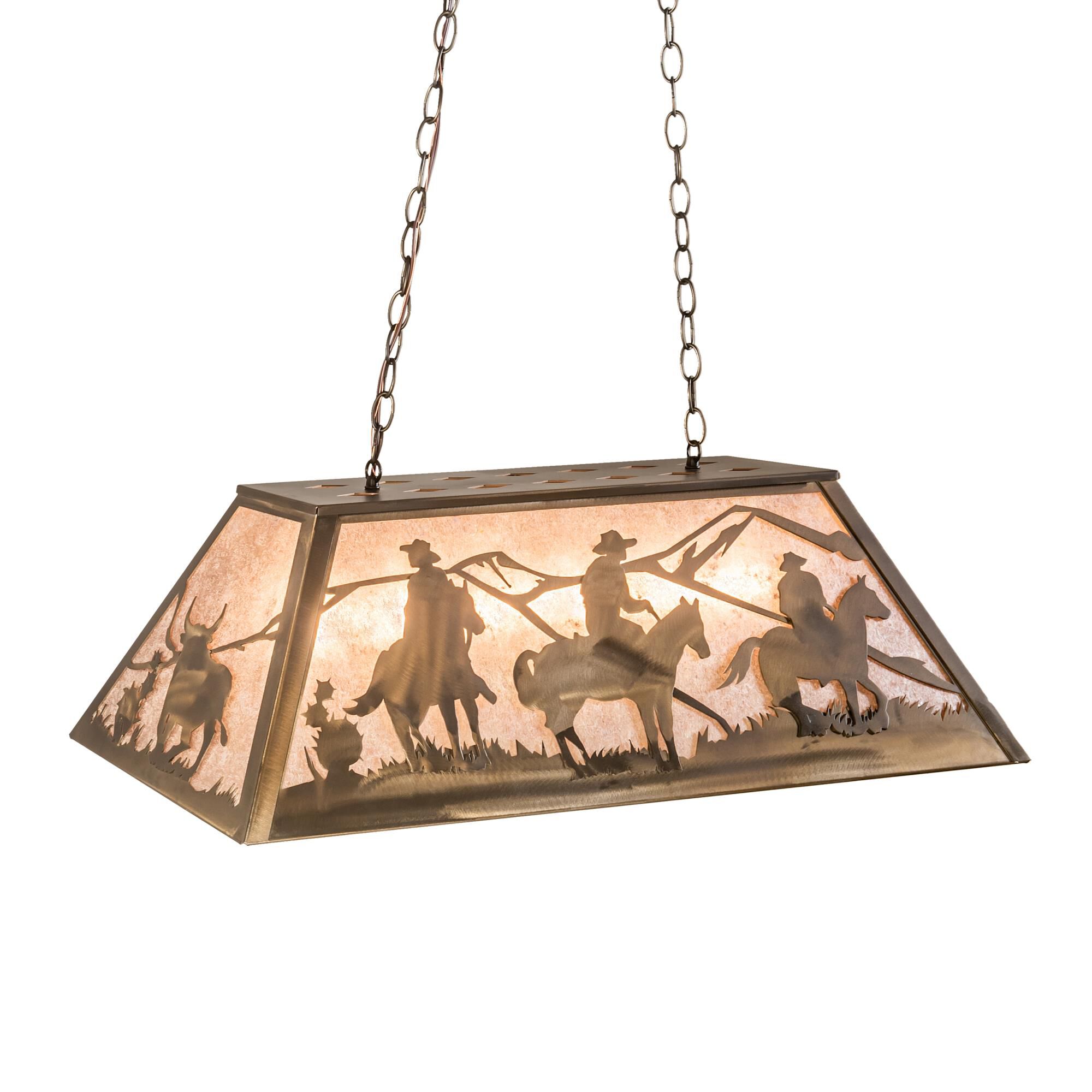 Cowboy And Steer 33 Inch 6 Light Linear Suspension Light by Meyda Lighting