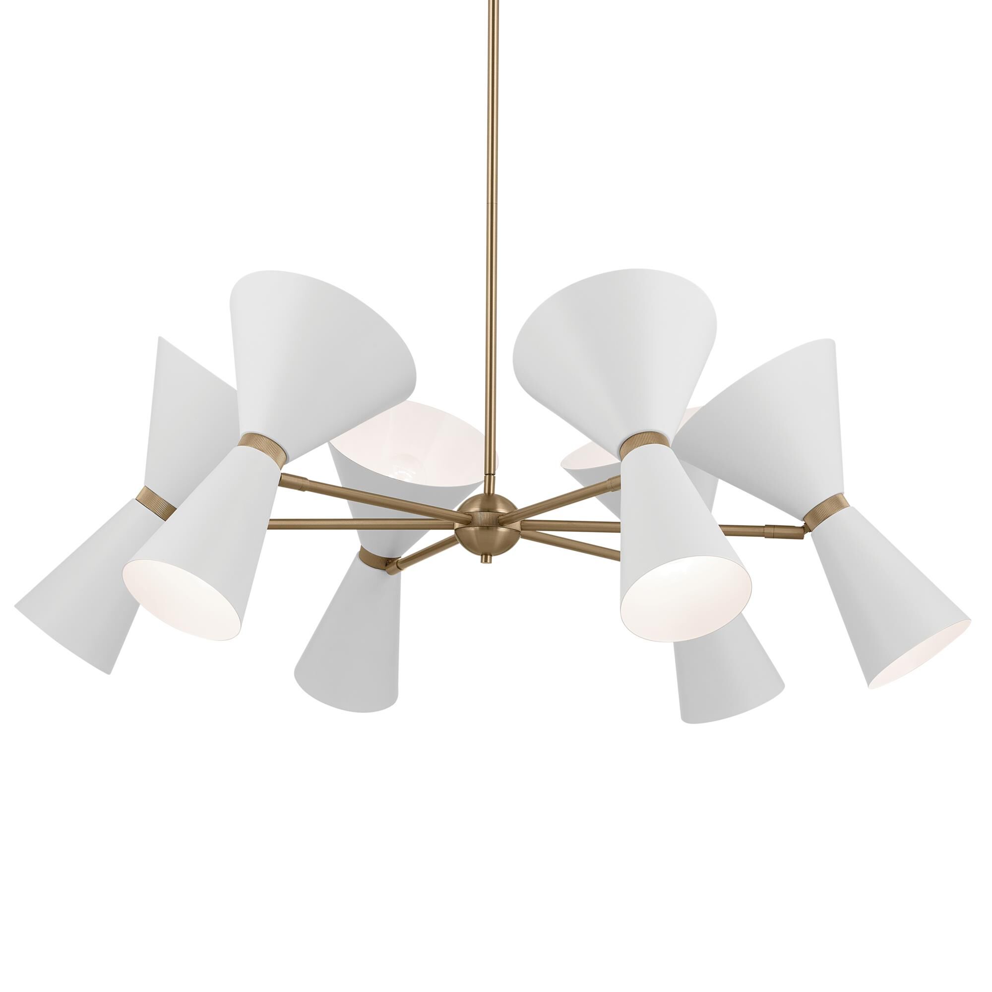 Shown in Champagne Bronze with White finish and Metal and Cone shade
