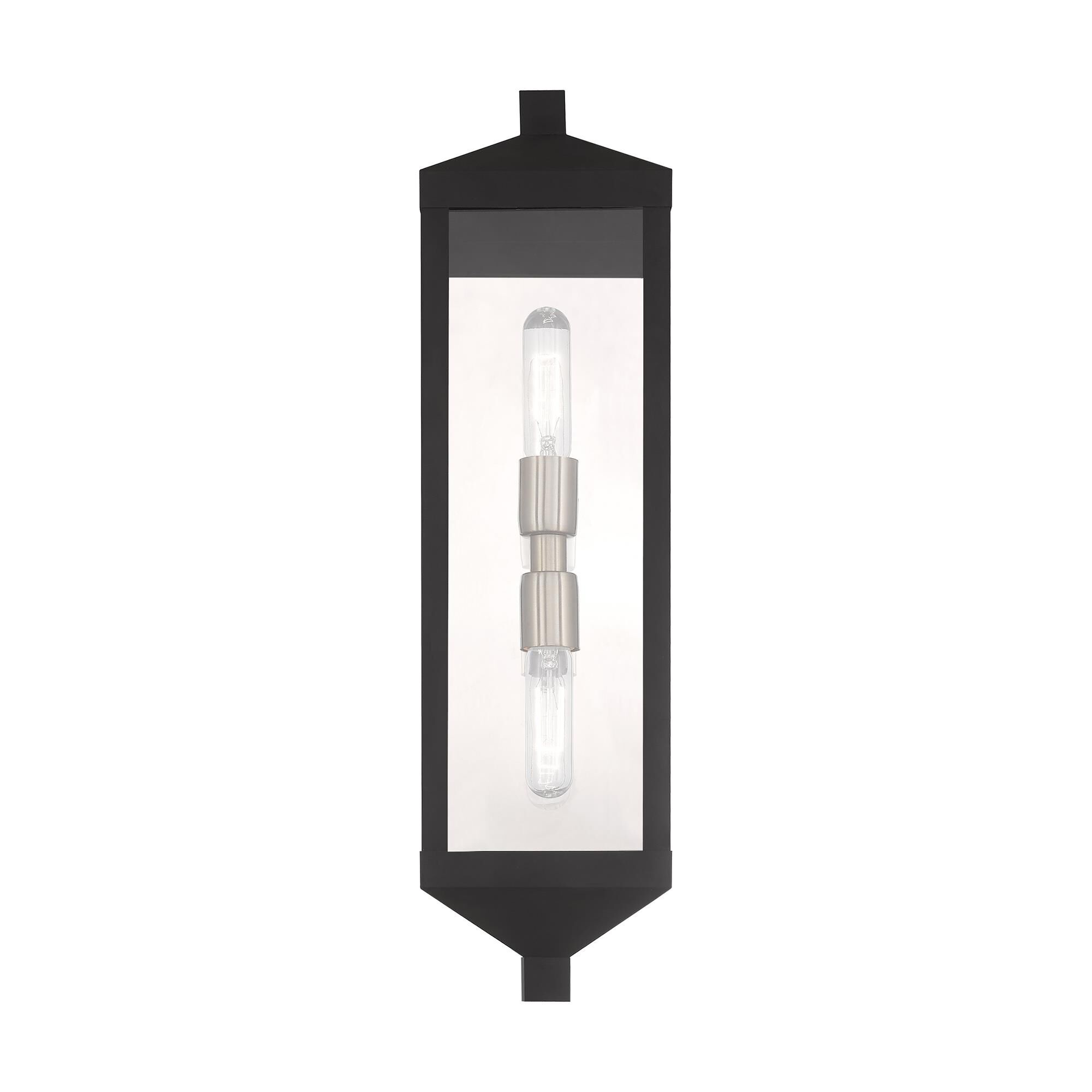 Shown in Black finish and Clear glass