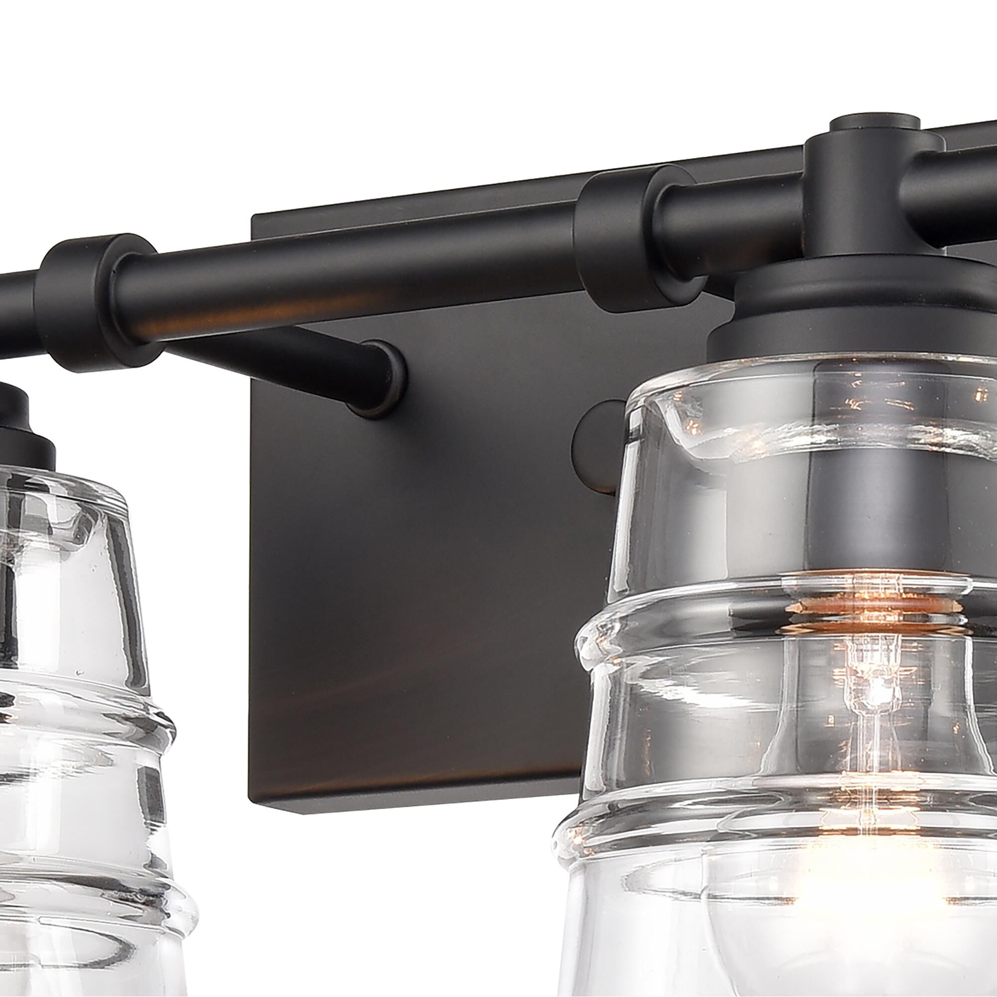 Shown in Black finish and Clear glass