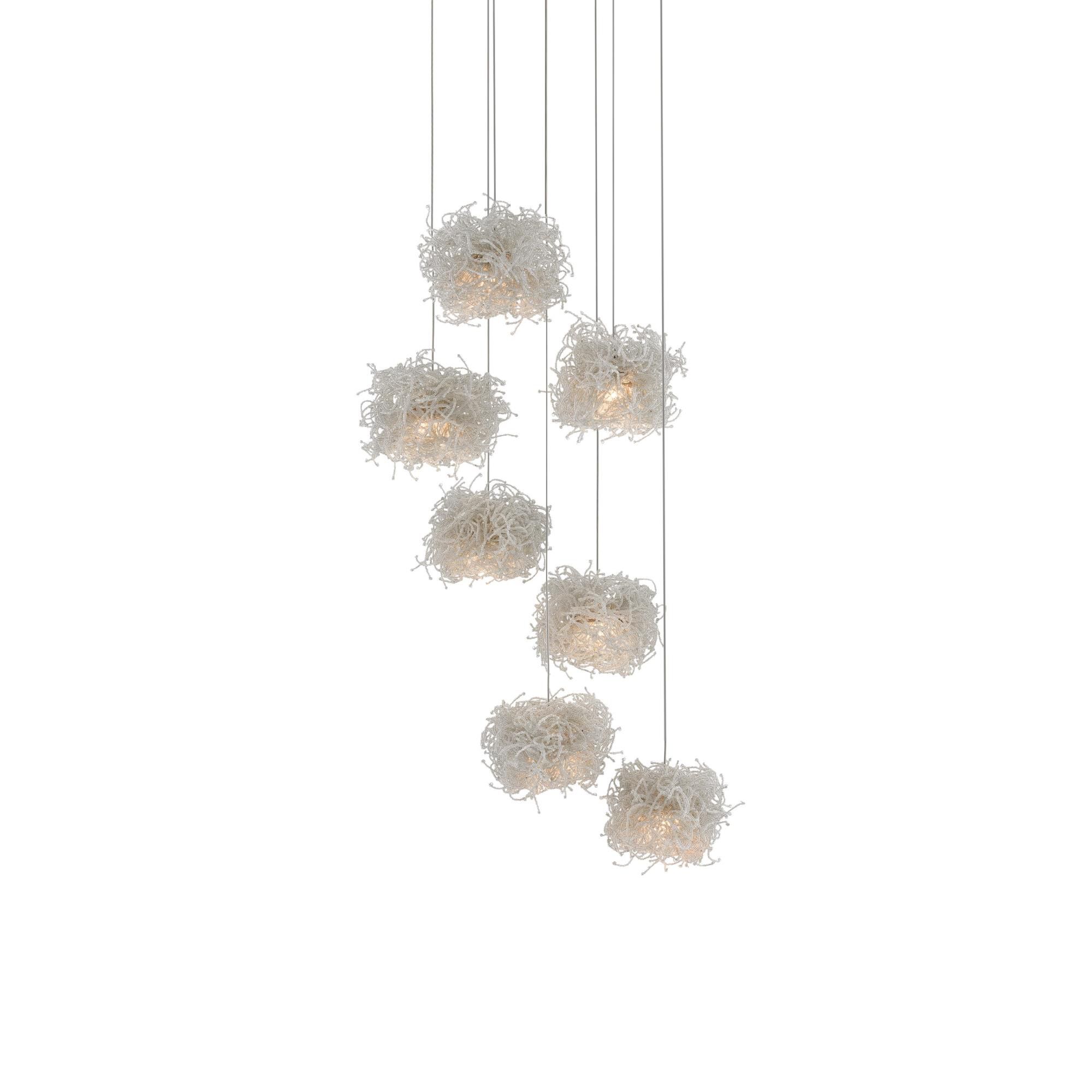 Shown in Painted Silver - Clear finish and Metal - Glass Bead shade