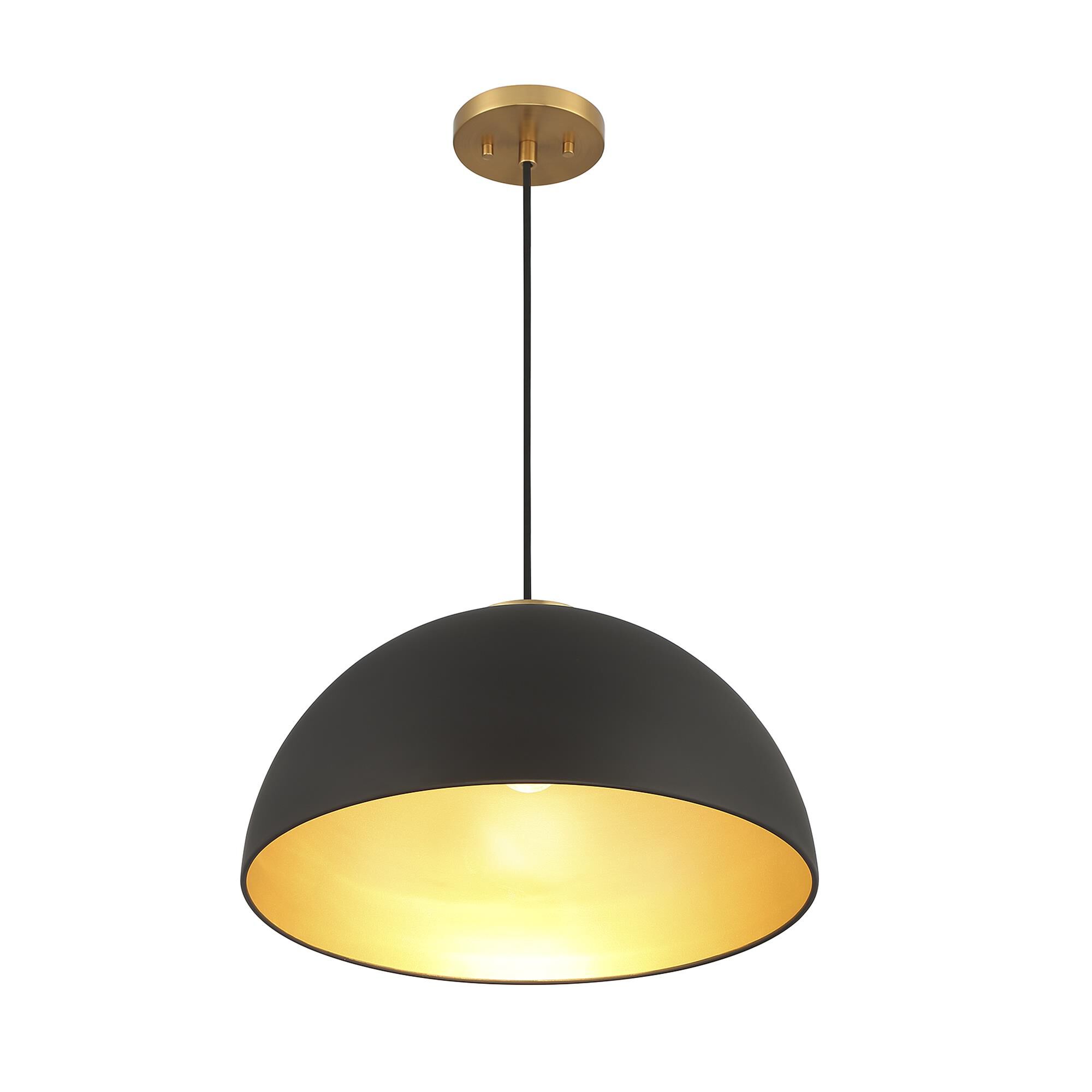 Shown in Matte Black With Natural Brass finish and Metal shade