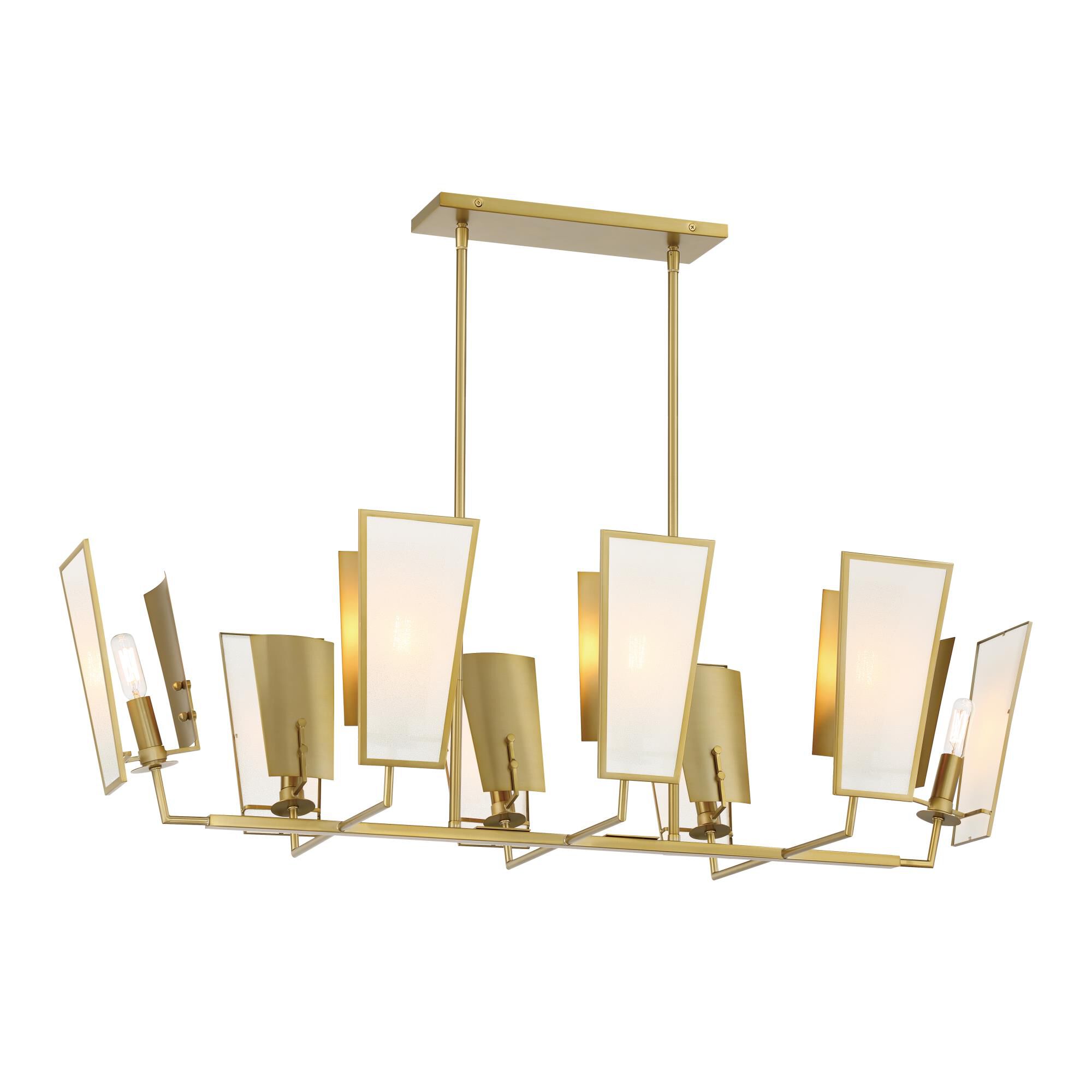 Shown in Soft Brass finish and White Silk glass