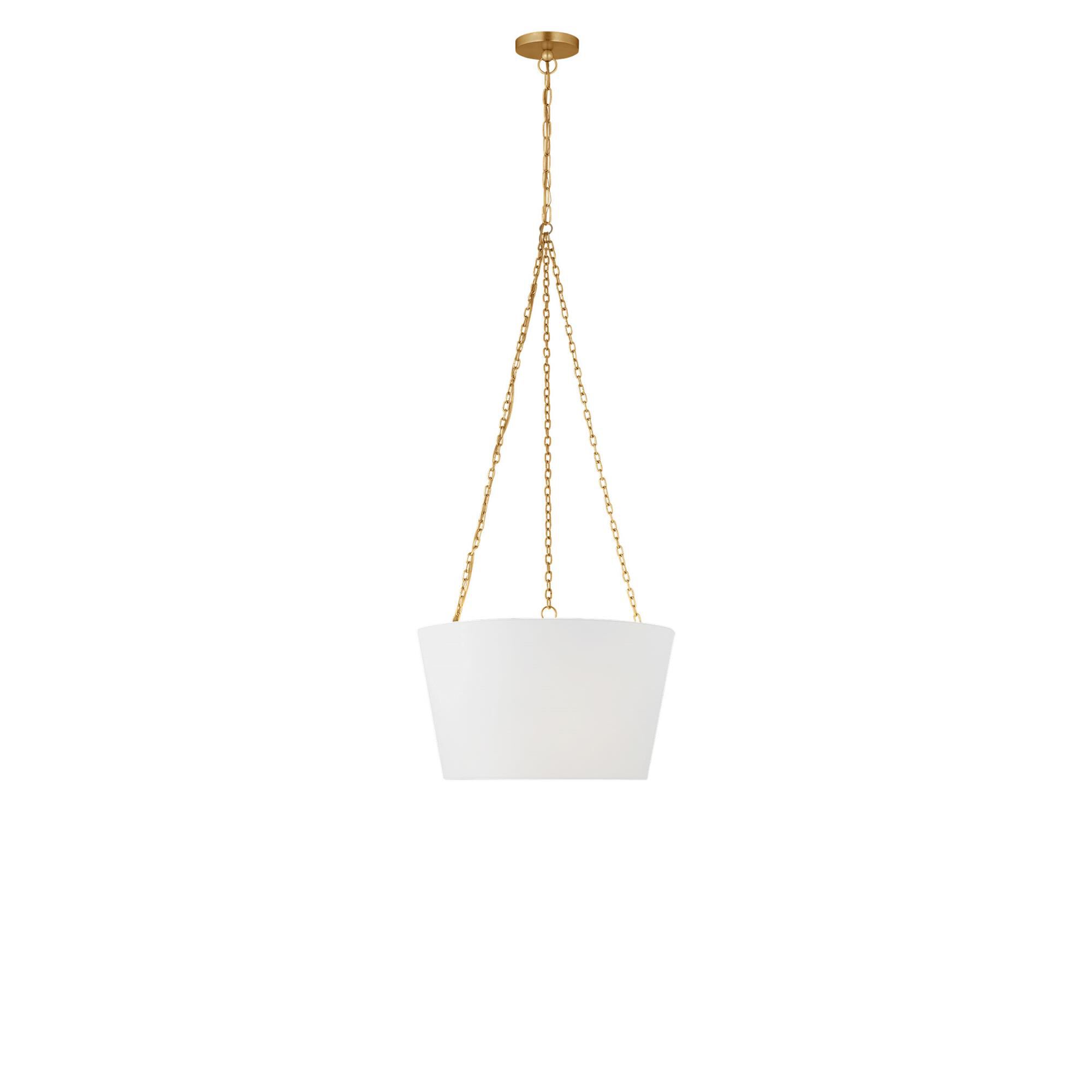 Shown in Gild finish and White Linen Fabric shade
