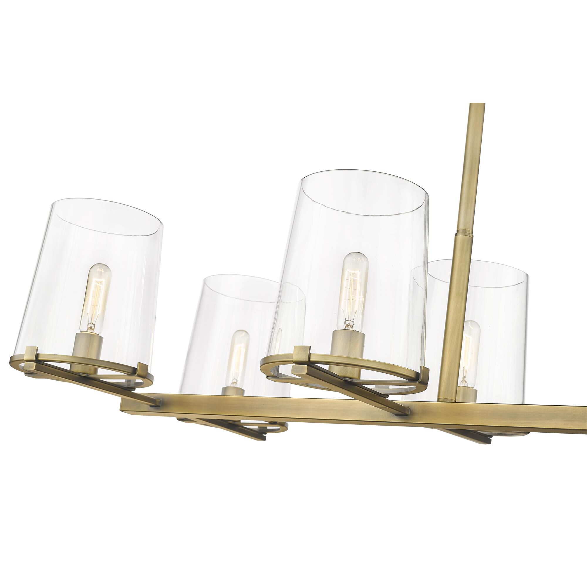 Shown in Rubbed Brass finish and Glass shade