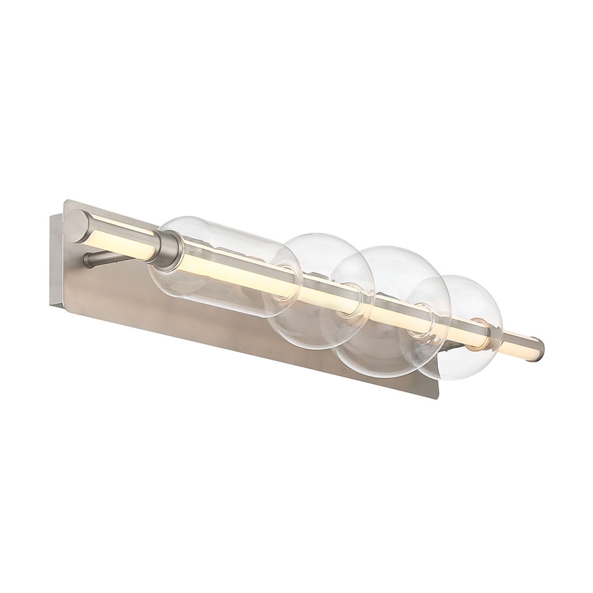 Shown in Satin Nickel finish and Clear glass