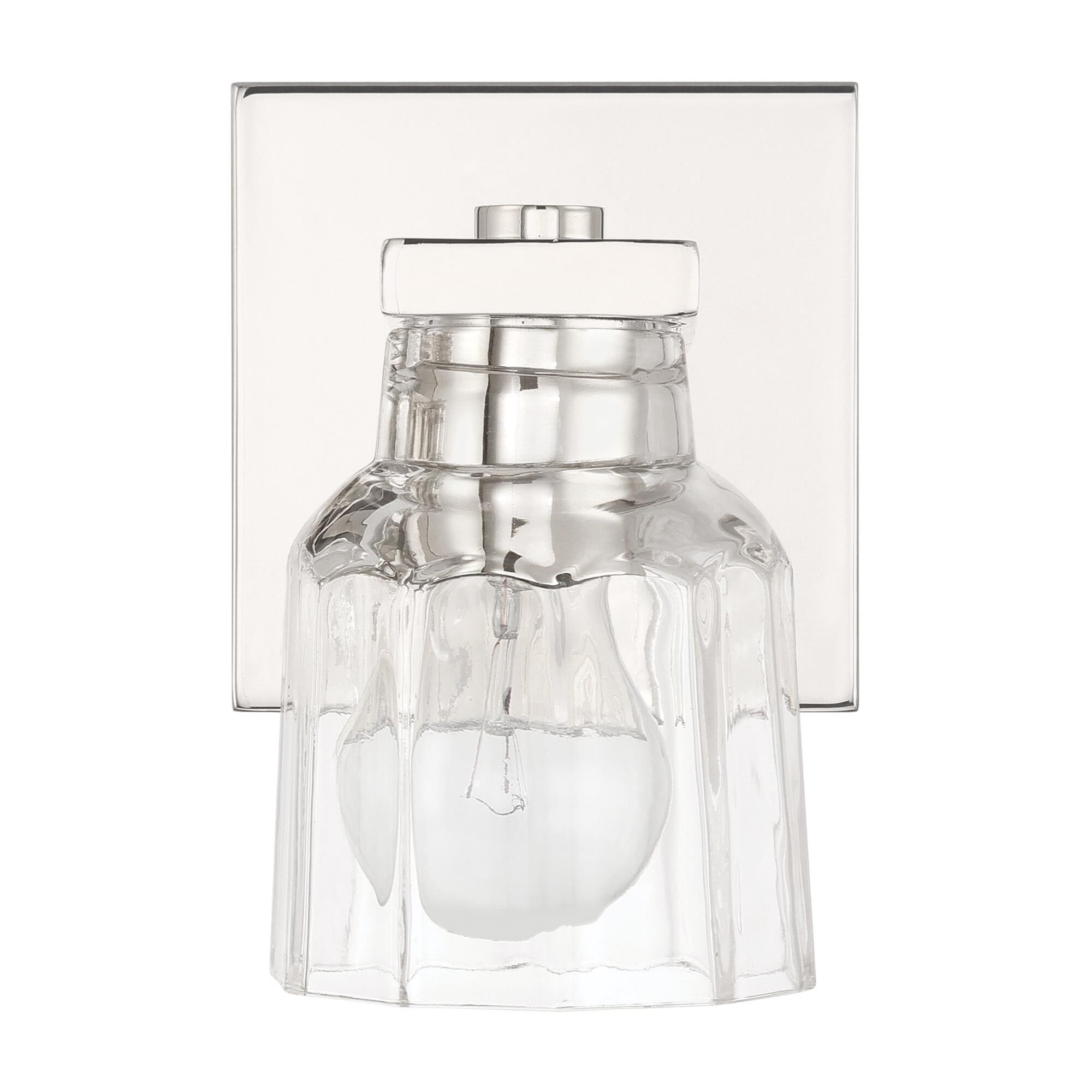 Shown in Polished Nickel finish and Clear Ribbed glass