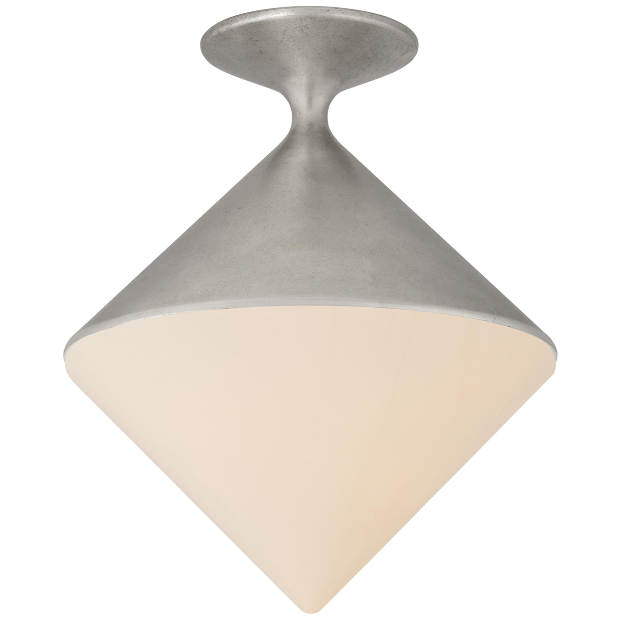 Shown in Burnished Silver Leaf finish and White glass and White Glass shade