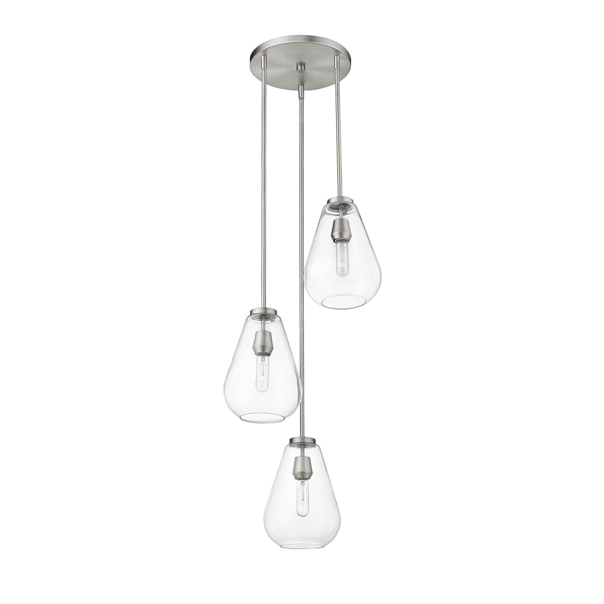 Shown in Brushed Nickel finish and Glass shade