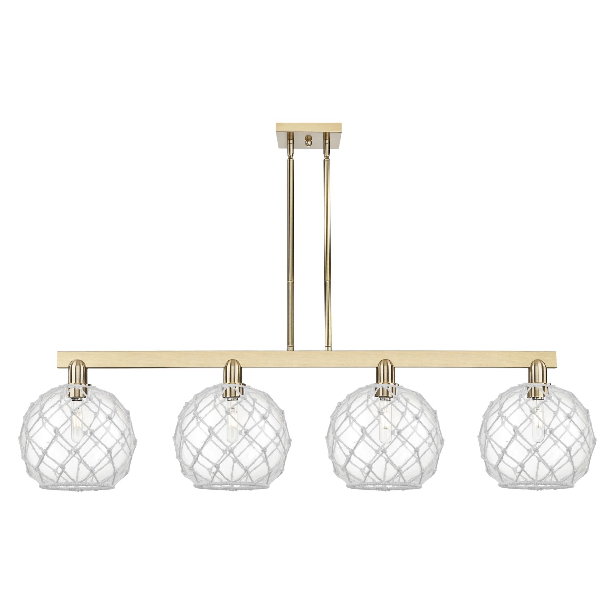 Shown in Champagne Bronze finish and Clear with White Rope glass